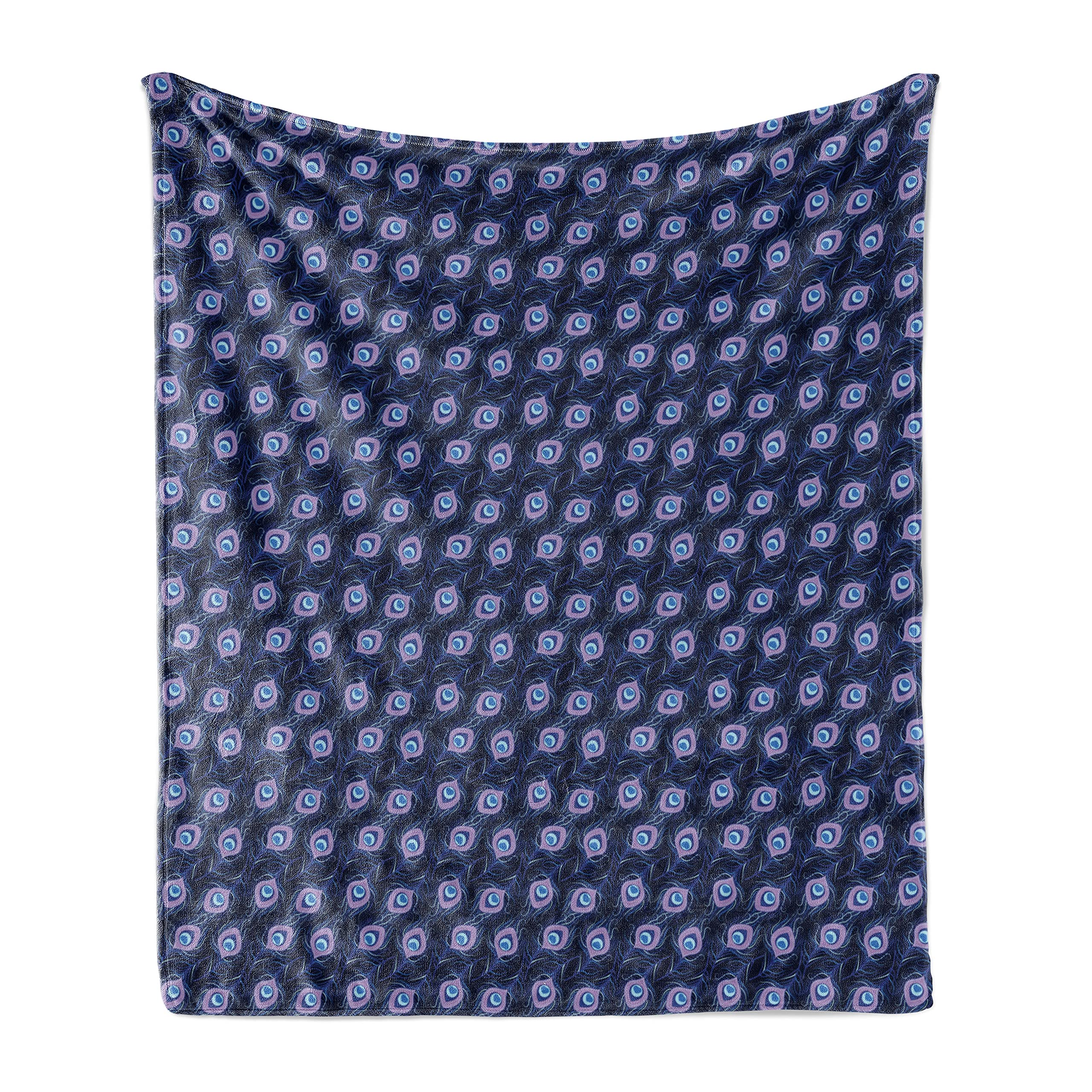 Ambesonne Peacock Throw Blanket - Soft Flannel Fleece Bohemian Feather Design - 60