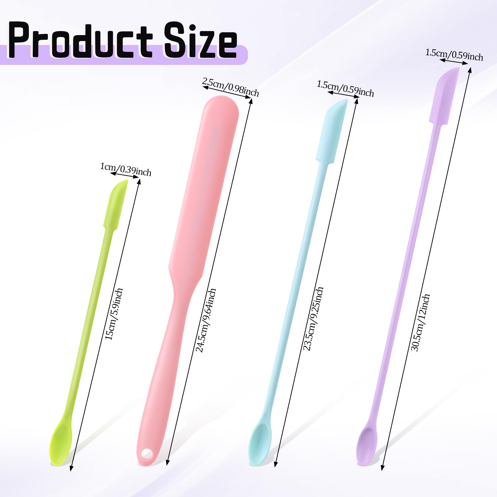 4 Pcs Silicone Makeup Spatula Set - Mini Cosmetic Spatulas in 4 Sizes for Wax, Creams & Jars - Reusable Beauty Tools for Home Salon, DIY Skincare & Body Care - Perfect for Scooping, Mixing & Applying Cosmetics