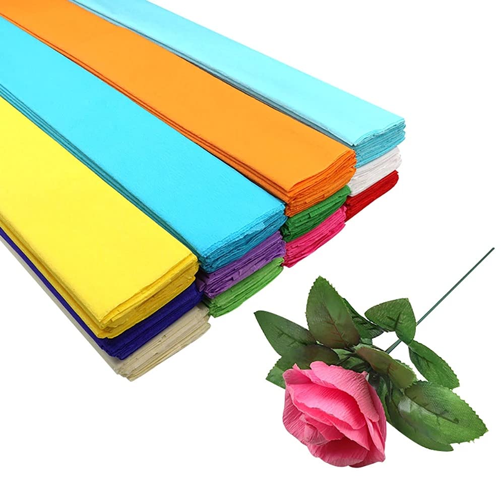 10Pcs 50x100cm Crepe Paper Rolls for DIY Crafts, Flower Making, Scrapbooking & Party Decorations - Crinkled Wrapping Paper for Gift Bags, Table Centerpieces & Home Decoration