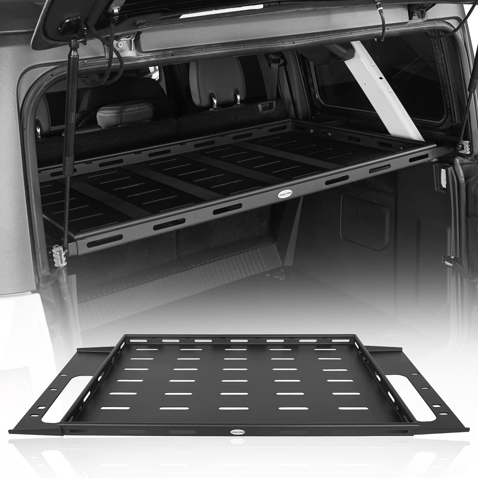 Hooke Road Heavy Duty Rear Cargo Basket Rack - Universal Storage Trunk Shelf for 2021-2025 Ford Bronco 4 Door Hardtops (Fits All Models Except Bronco Sport) | Perfect for Camping Gear, Off-Road Adventures & Outdoor Equipment Organization