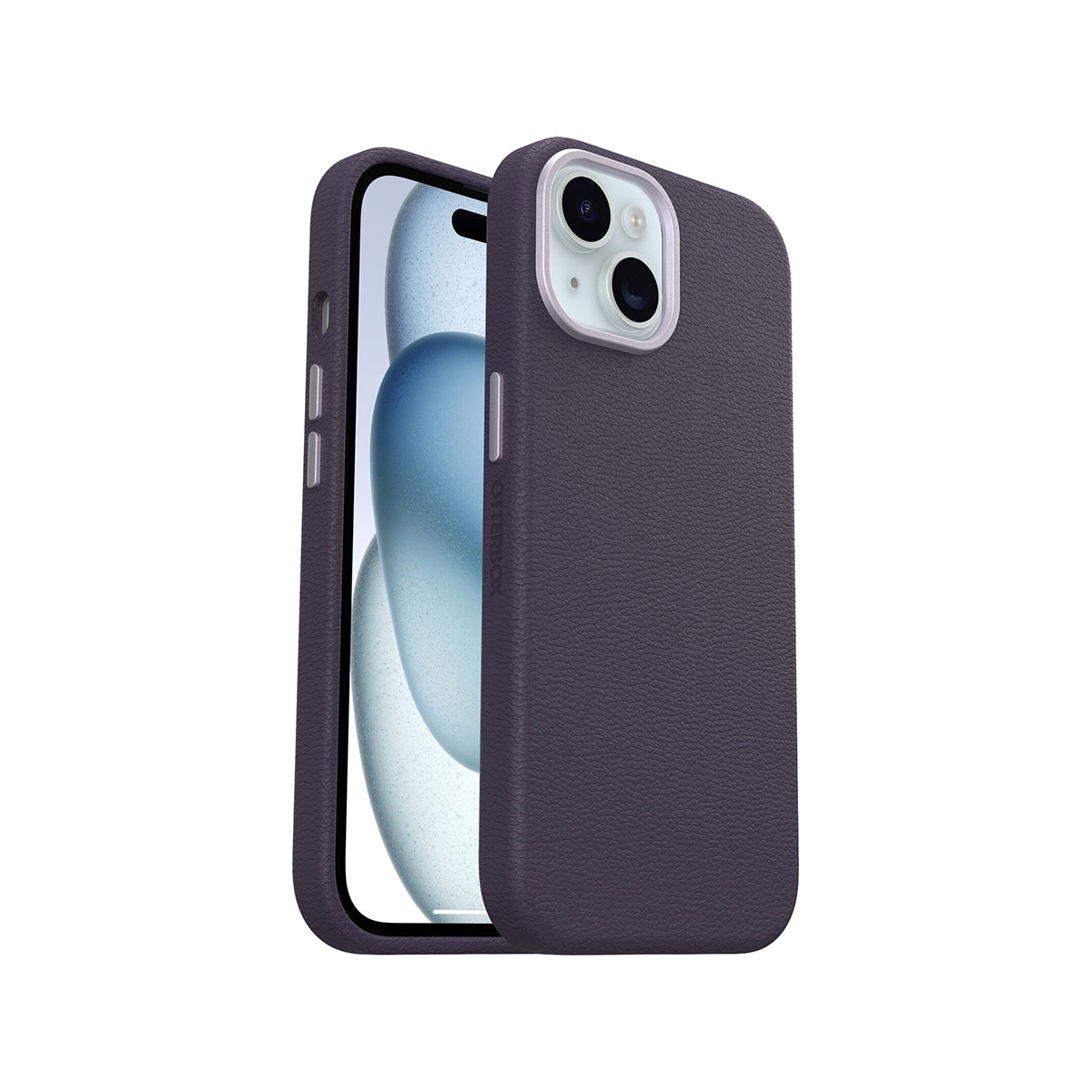 OtterBox Symmetry Cactus Leather Phone Case for iPhone 15/14/13 - Premium Vegan Leather Protective Cover, Slim Fit, Shockproof & Scratch Resistant - Perfect for Work, Travel & Everyday Use (Purple)