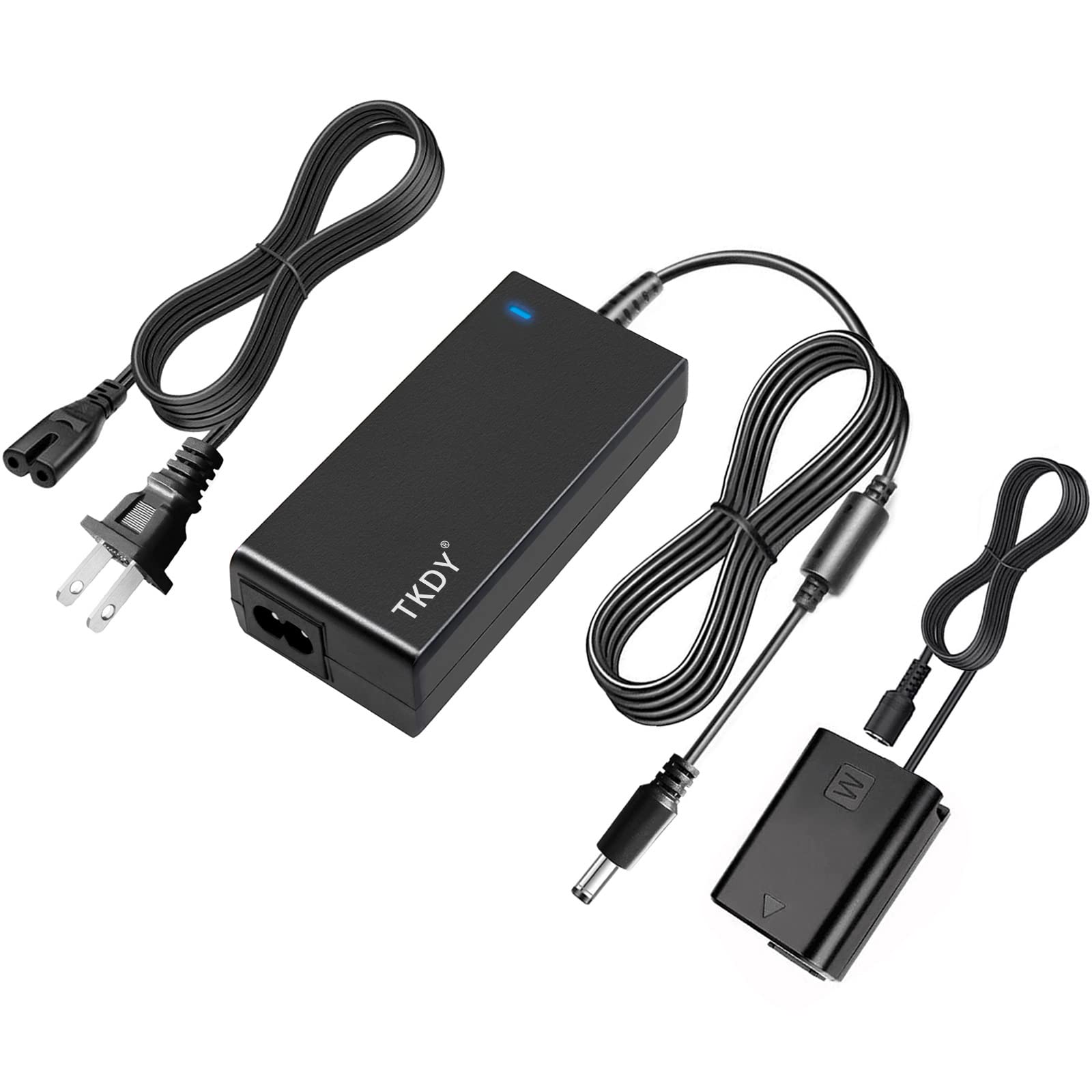 TKDY AC-PW20 Power Adapter NP-FW50 Dummy Battery for Sony Alpha ZV-E10 A6400 A6000 A6100 A5100 A7 A7II Cameras - Continuous Power Supply for Vlogging, Live Streaming & Photography
