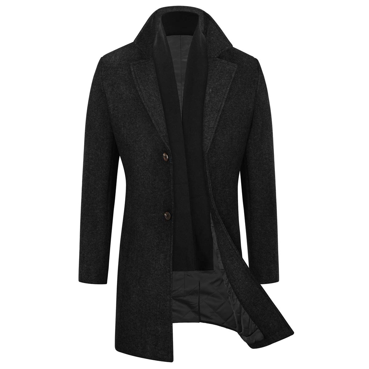 WULFUL Men's Slim Fit Wool Trench Coat - Warm Winter Overcoat for Business, Office & Formal Occasions