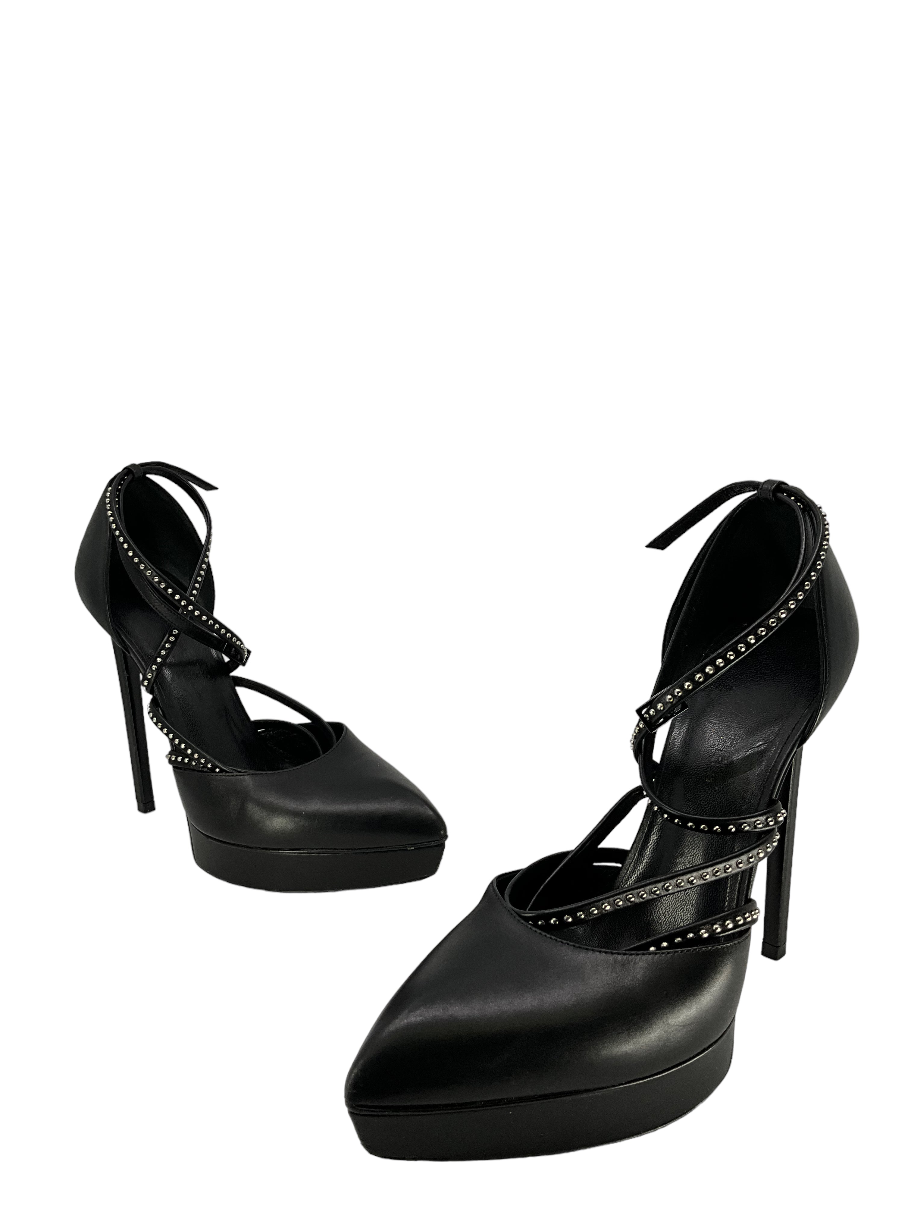 Saint Laurent Calfskin Studded Janis Pumps - Women's Size 7 Luxury Heels for Parties, Weddings & Evening Events