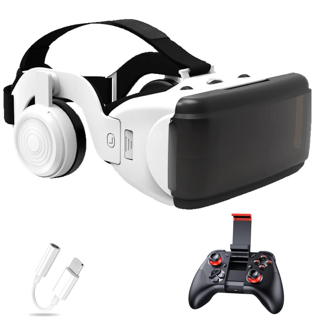 3D VR Headset with Bluetooth Controller - Compatible with iPhone 13 Pro Max/13 Pro/13/12/11, Samsung Galaxy S21, Huawei & Xiaomi Series - Immersive Virtual Reality Gaming & Movie Experience (Color: Black, Size: iOS)