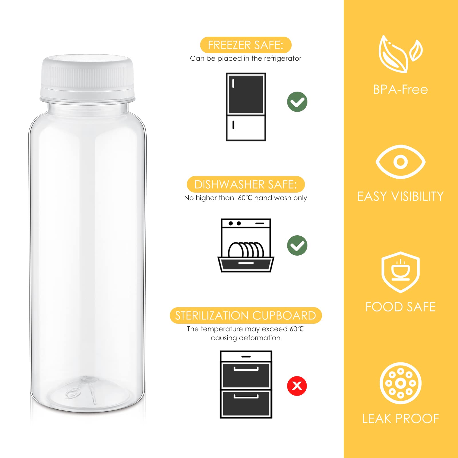 Tanlade 200 Pack 8oz Clear Plastic Juice Bottles with Lids - Reusable PET Drink Containers for Juicing, Smoothies, Beverages & Fridge Storage - Bulk Empty Bottles for Home, Restaurant & Party Use