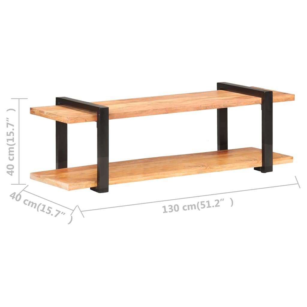 Industrial Style Solid Acacia Wood TV Stand with Storage - 51.2