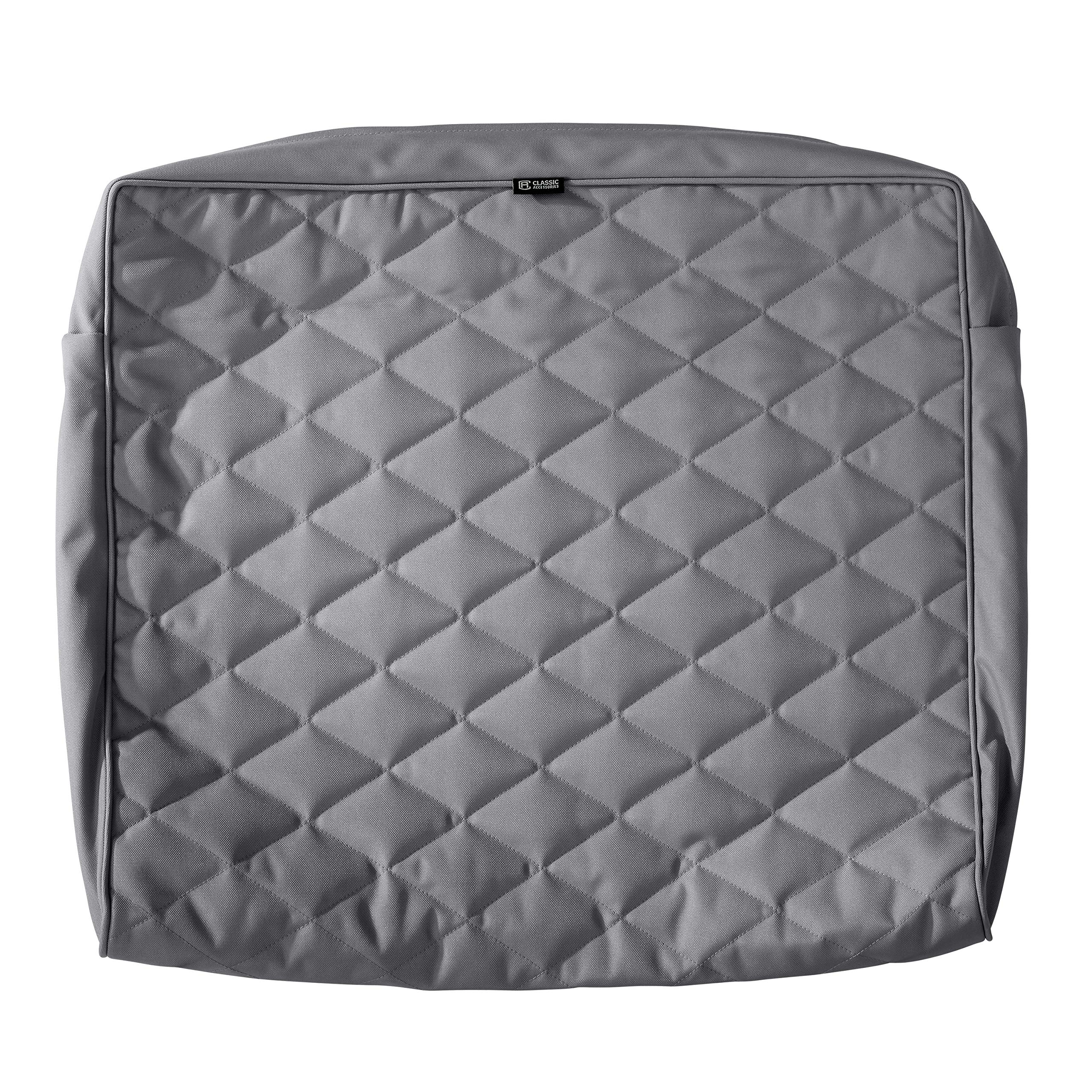 Montlake FadeSafe Water-Resistant Quilted Cushion Cover - Grey 21x20