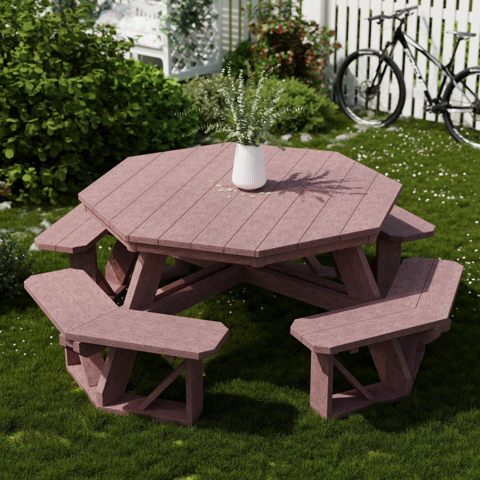Heritage Octagon Picnic Table - 8-Person Outdoor Dining Set for Backyard, Patio, Garden, Park & Camping - Durable All-Weather Wooden Picnic Bench