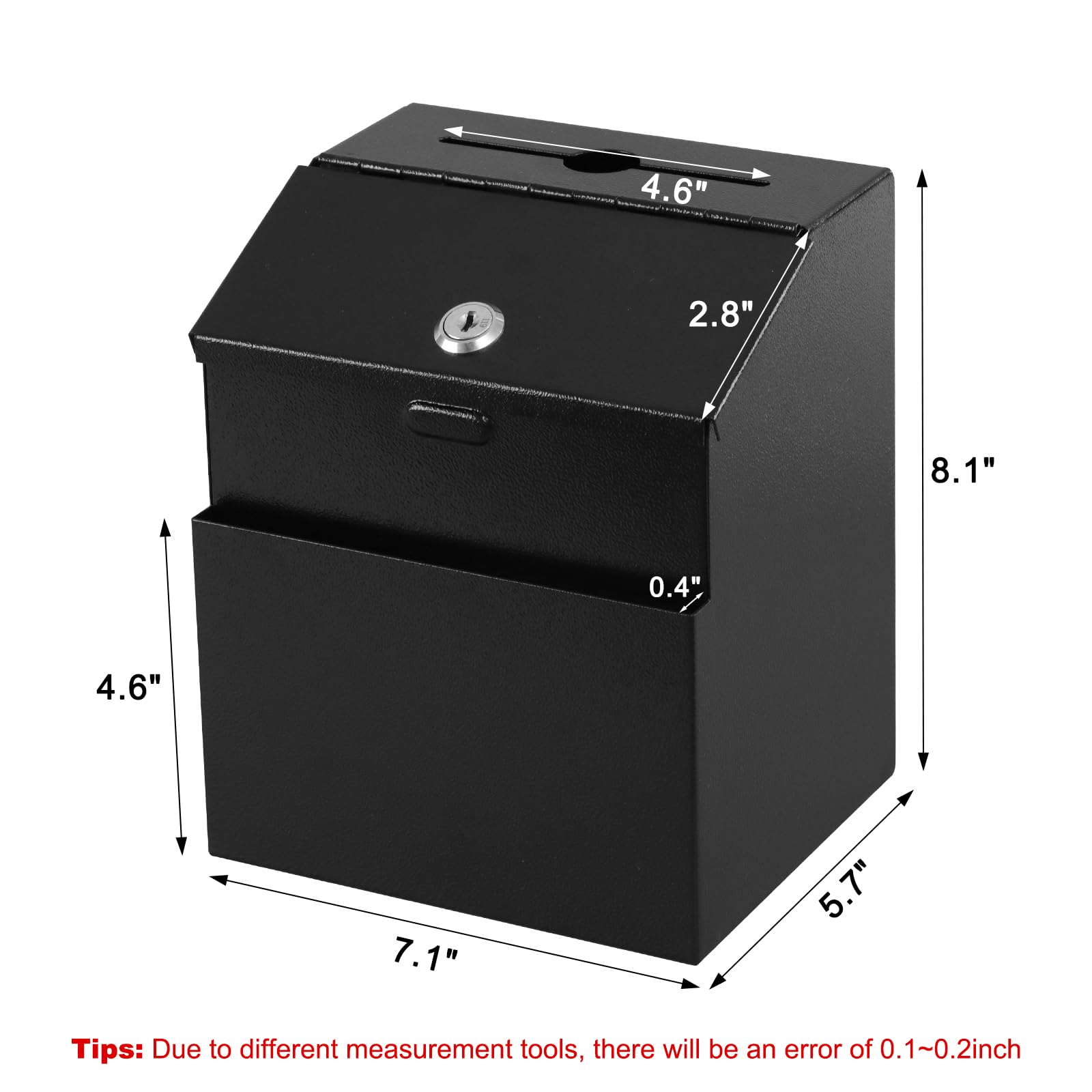 Wall Mountable Locking Suggestion Box with Key - Secure Donation Box, Voting Ballot Box, Collection Drop Box - Includes 50 Free Suggestion Cards - 7.1