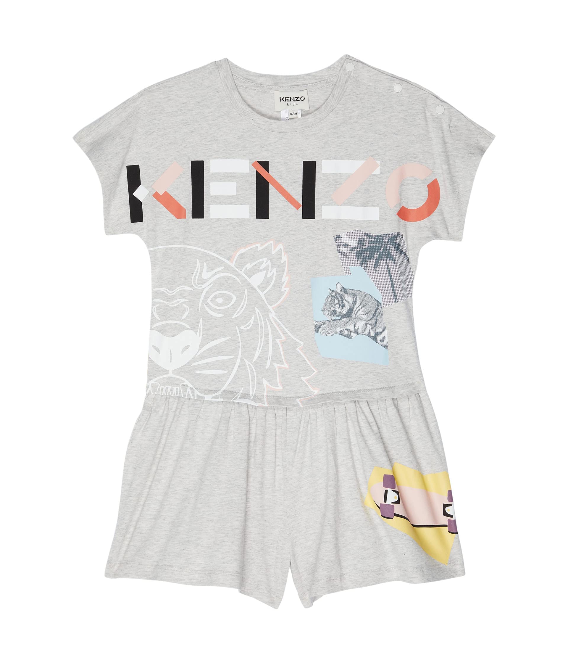 Kenzo Girls Shorts Romper with Front Logo - Little Kids & Big Kids Sizes - Perfect for Summer Playdates & Casual Outings