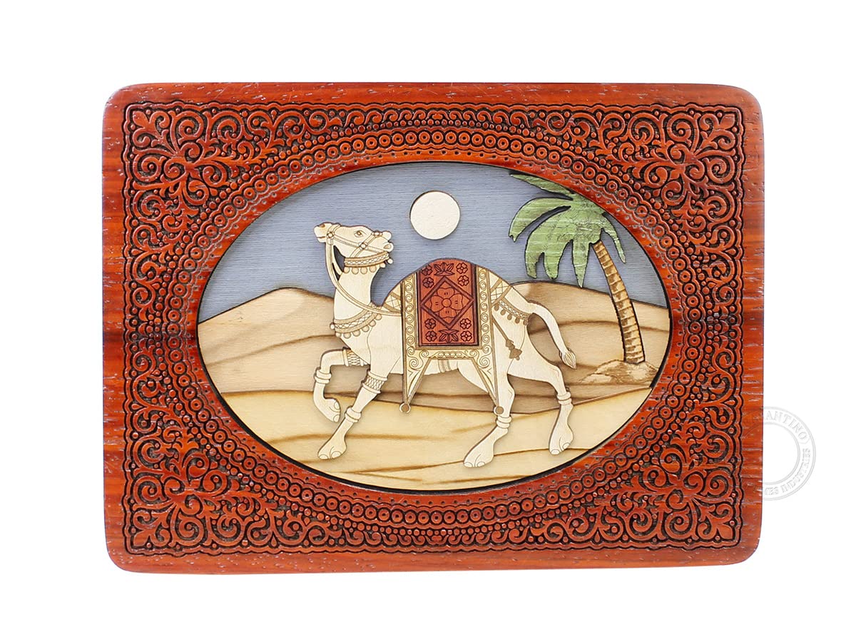 Royal Camel Handmade Wood Jewelry Box - Personalized Engraved Gift for Watches & Keepsakes (6x4 Inches) - Perfect for Anniversaries & Weddings