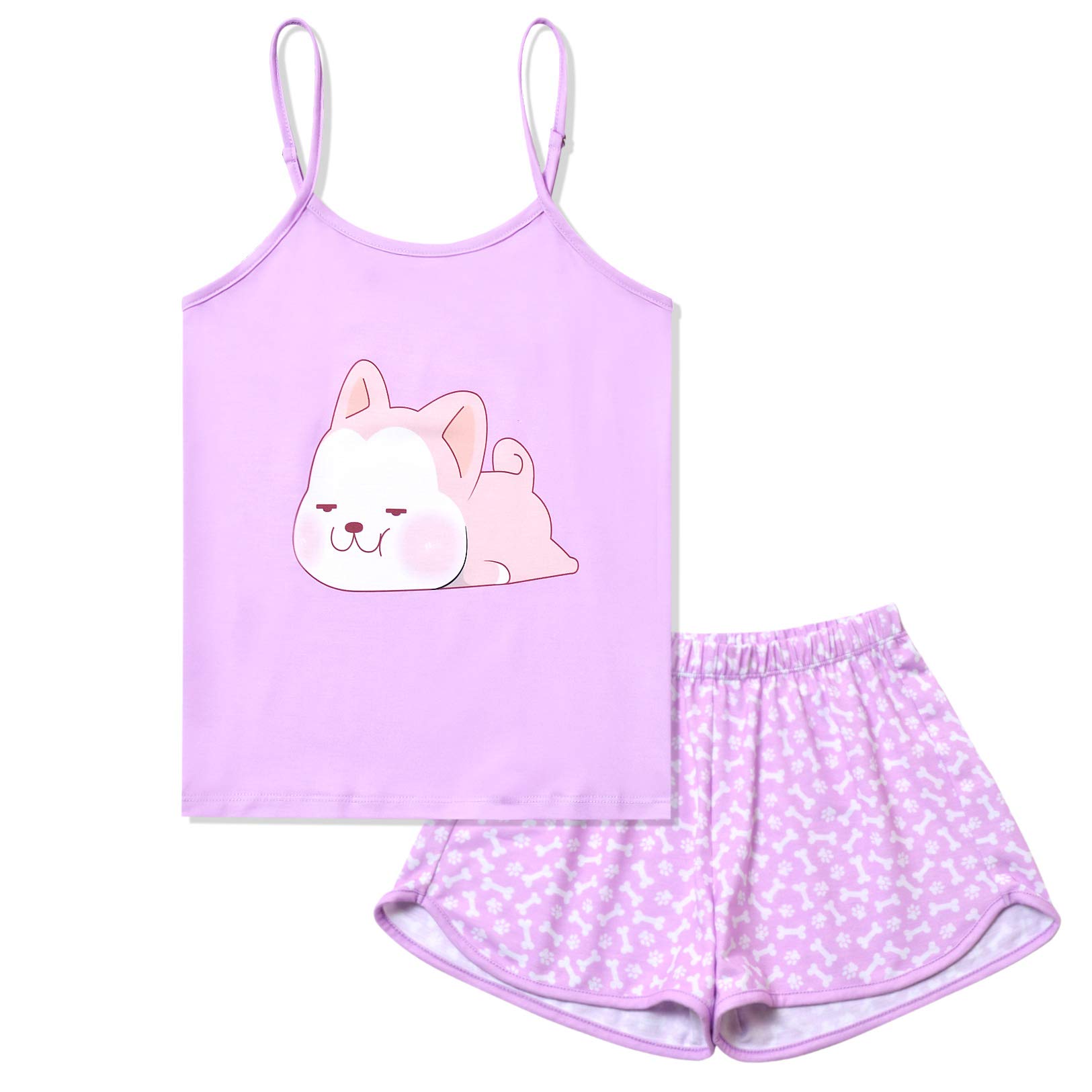 Jxstar Girls Pajama Set - Adjustable Spaghetti Strap Cami Sleepwear for Kids | Soft & Breathable Summer Pjs | Perfect for Sleepovers, Bedtime & Loungewear