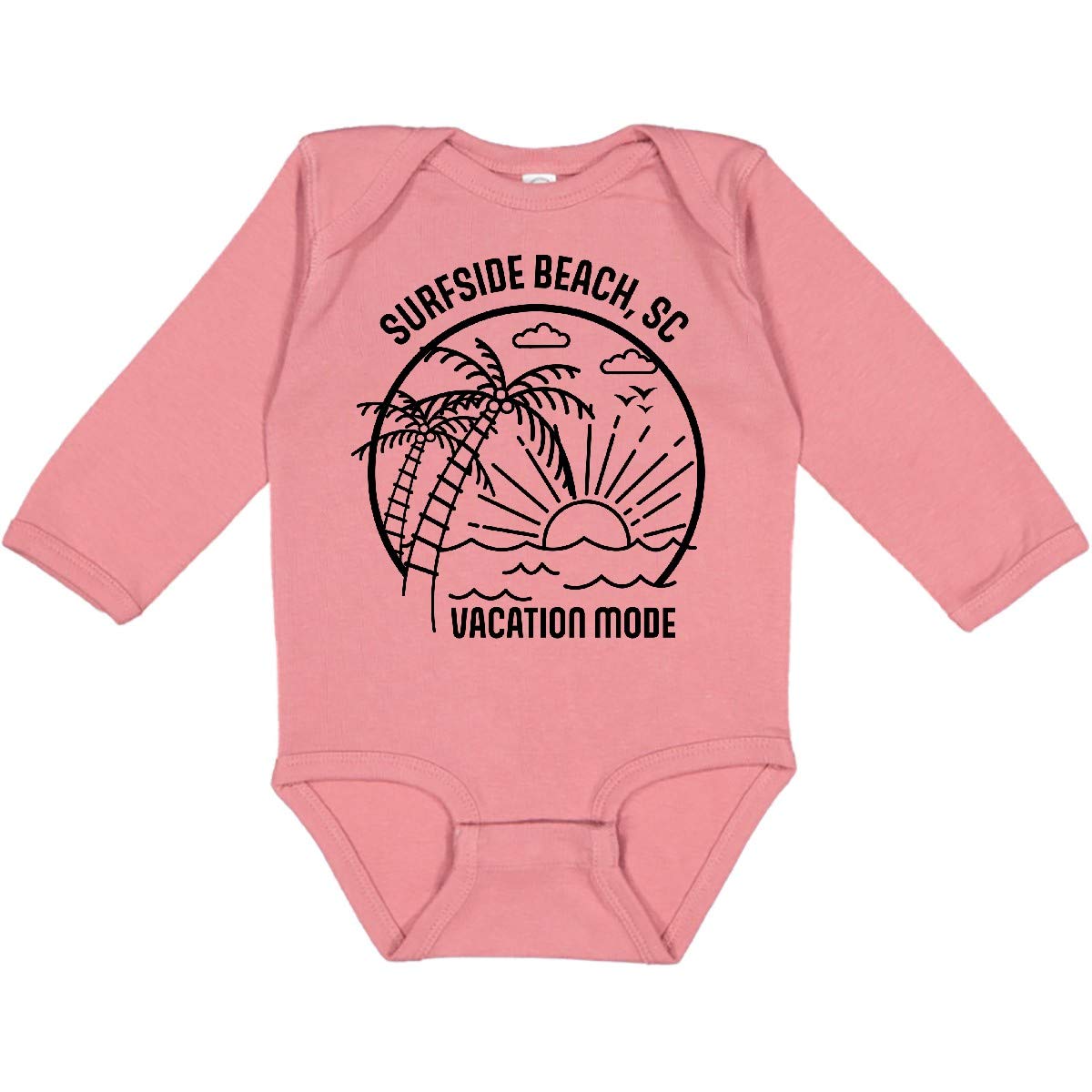 Inktastic Summer Vacation Mode Surfside Beach South Carolina Long Sleeve Baby Bodysuit - Perfect for Beach Trips, Family Photos & Casual Outings