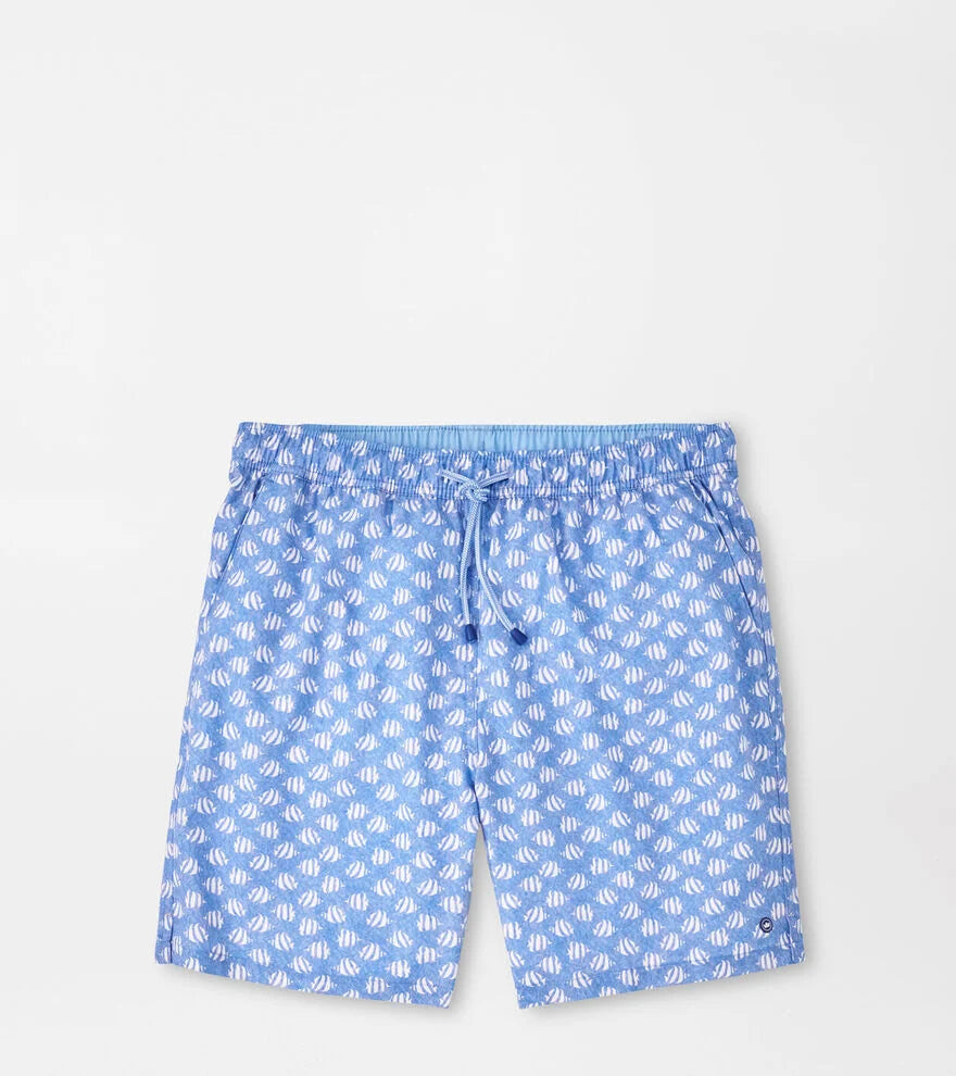 Peter Millar Men's 7 Inch Seaway Swim Trunks - Quick Dry Swim Shorts with UPF Protection, Comfortable Beachwear for Swimming, Surfing & Vacation (Marina Blue)