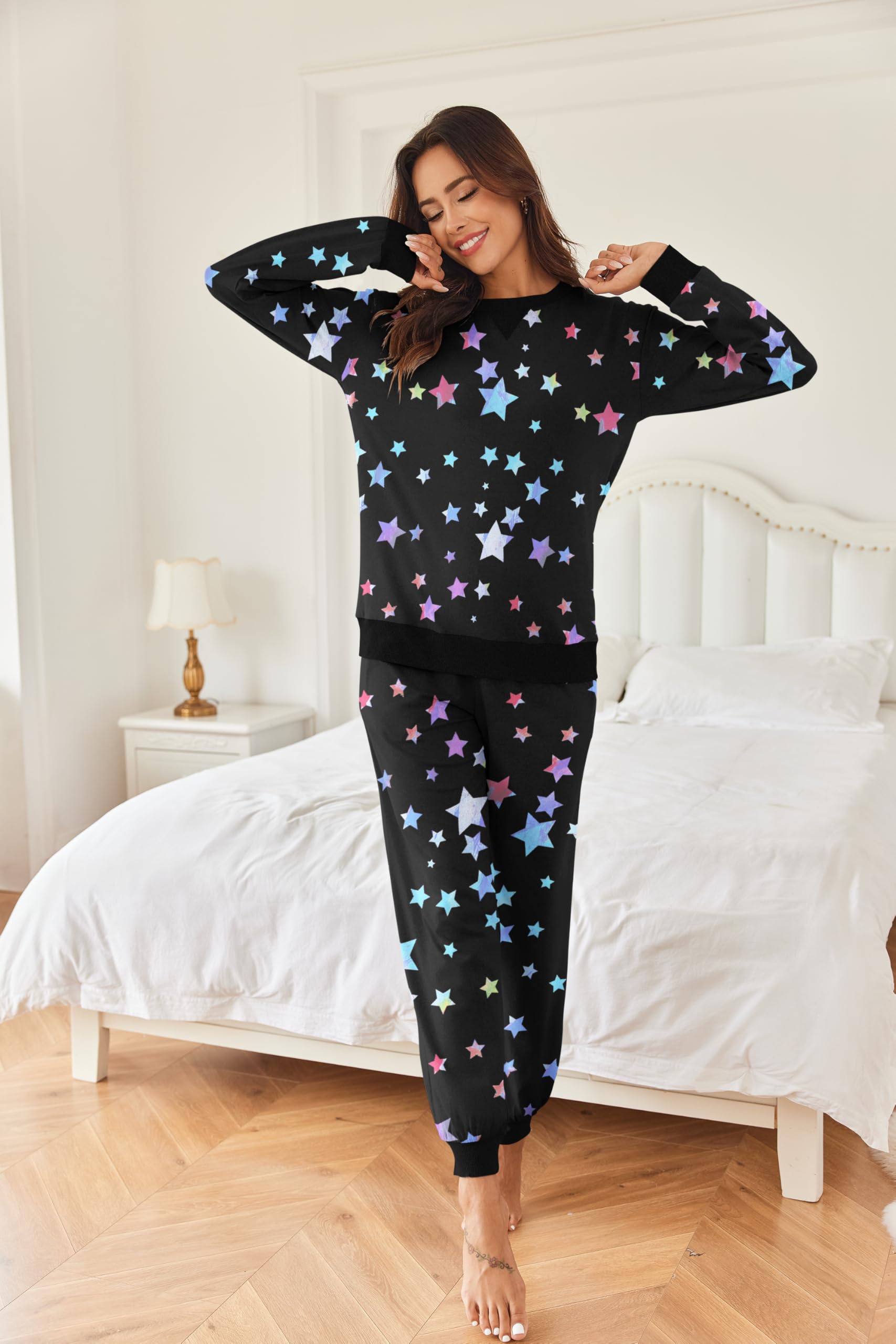 Ekouaer Women's Soft Long Sleeve Pajama Set - 2 Piece Jogger Sleepwear & Loungewear for Comfortable Nights | Perfect for Sleeping, Lounging, and Relaxing at Home