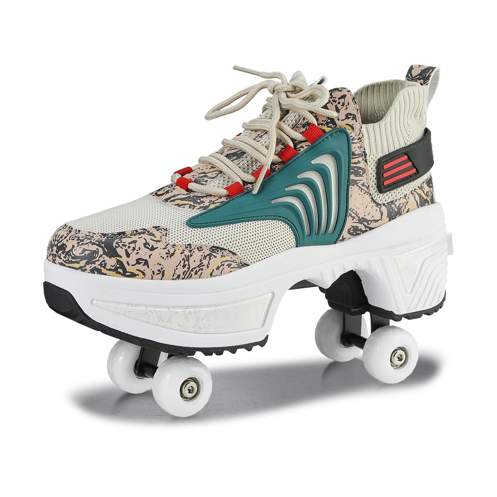 Women's & Kids' Convertible Roller Skate Shoes - 4-Wheel Adjustable Roller Skates Sneakers for Girls & Boys | Outdoor Skating, Sports & Casual Wear