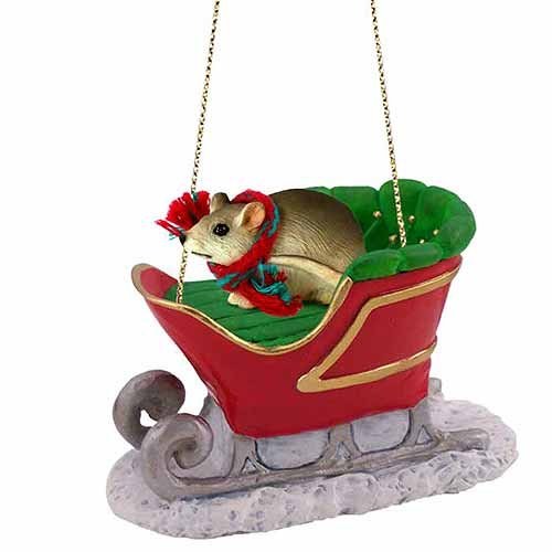 Mouse Sleigh Ride Christmas Ornament - Handmade Holiday Decoration for Tree, Gift & Festive Home Decor | Perfect for Christmas Parties, Winter Celebrations & Family Gatherings