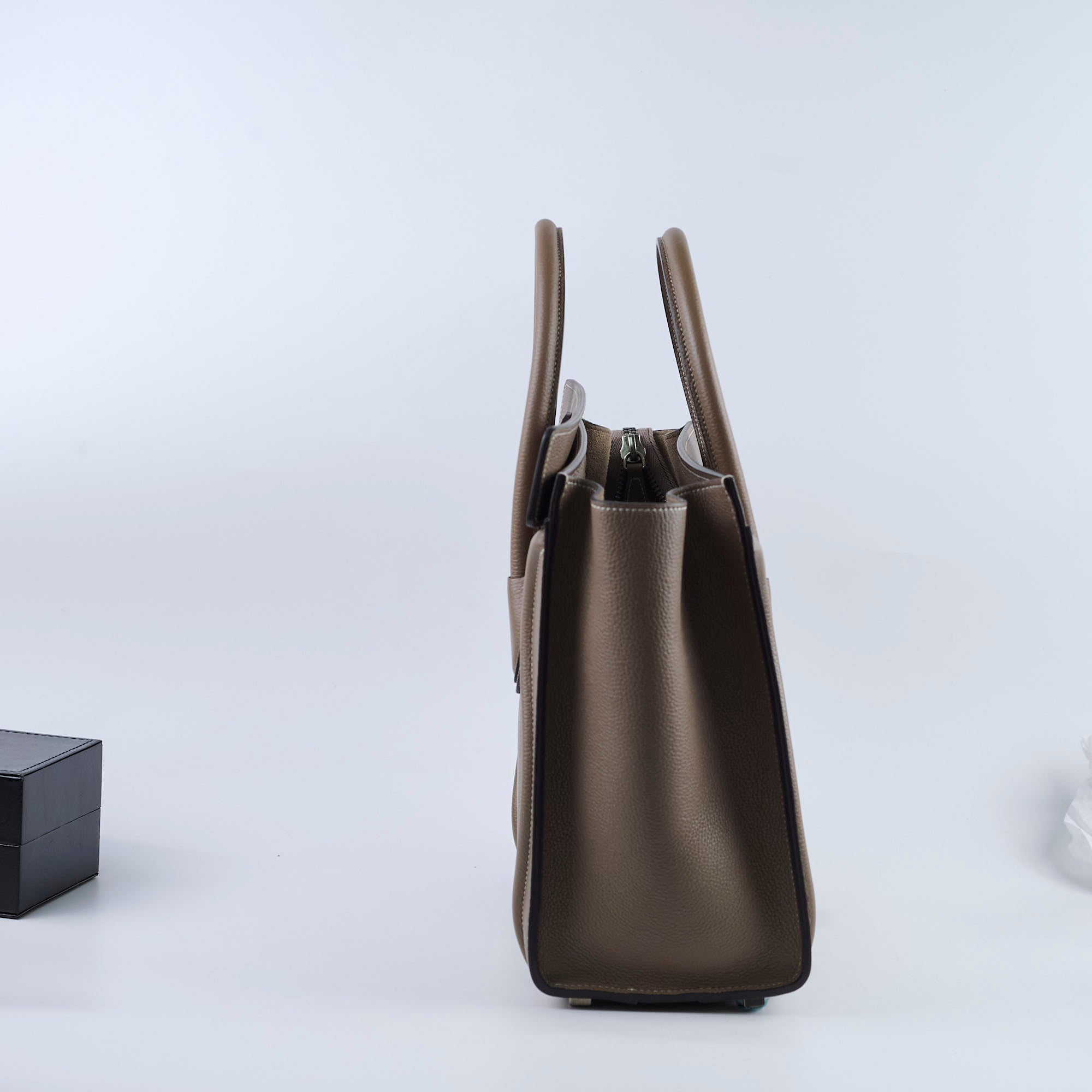 Celine Micro Luggage Bag in Taupe - Premium Grained Leather Handbag for Women | Perfect for Work, Travel & Everyday Use