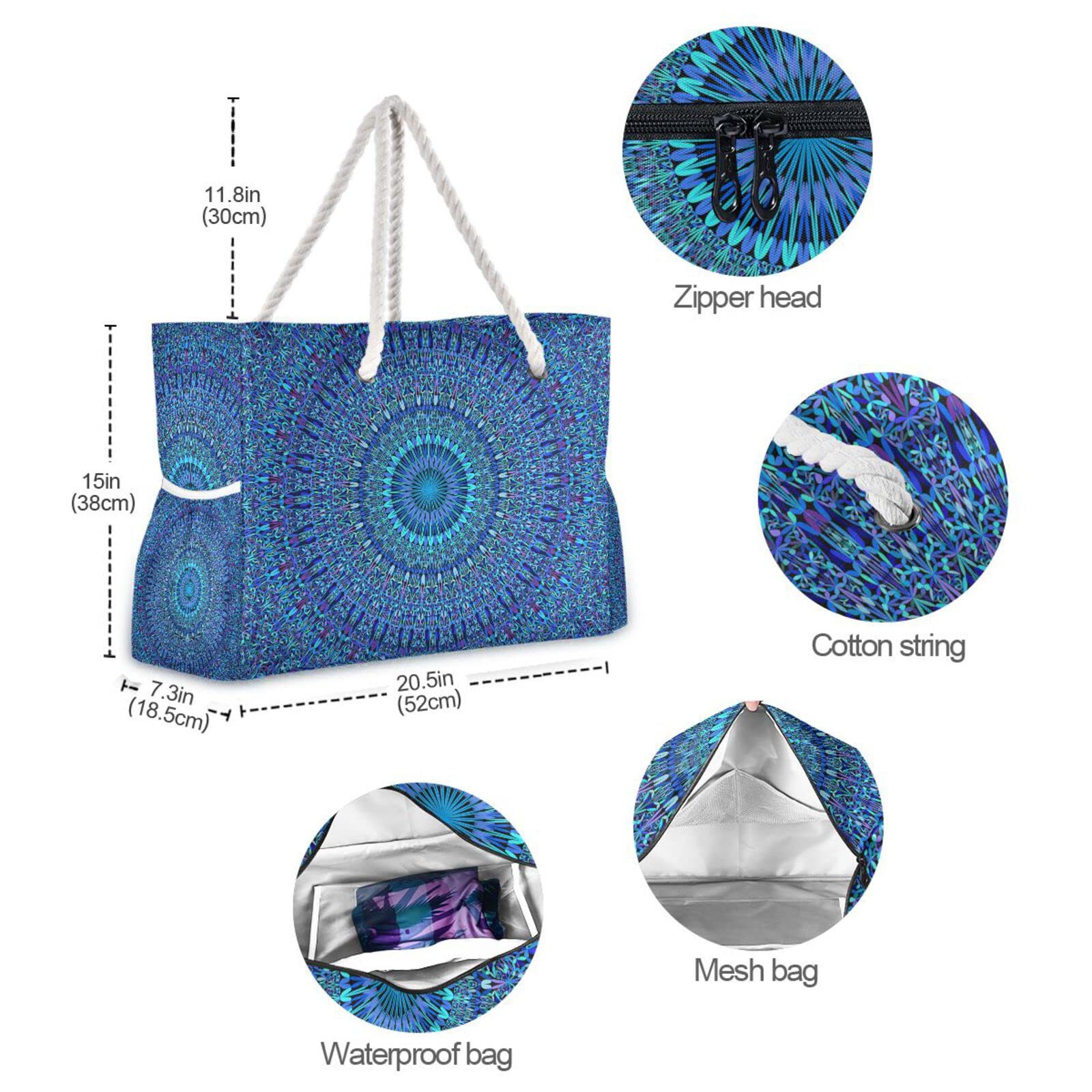 OTVEE Large Beach Bag for Women - Waterproof Travel Tote with Zipper, Spacious Shoulder Bag for Pool, Vacation & Shopping | Perfect for Beach Trips, Gym & Weekend Getaways