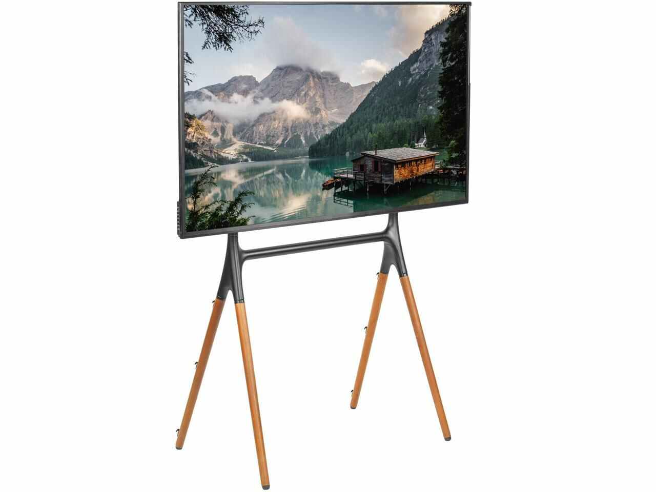 VIVO Adjustable TV Stand Easel for 49-70 Inch LED LCD Screens, 4-Leg Wood & Black Display Stand Holds Up to 88 lbs - Perfect for Living Room, Bedroom or Studio (Model: STAND TV70A) (Open Box)