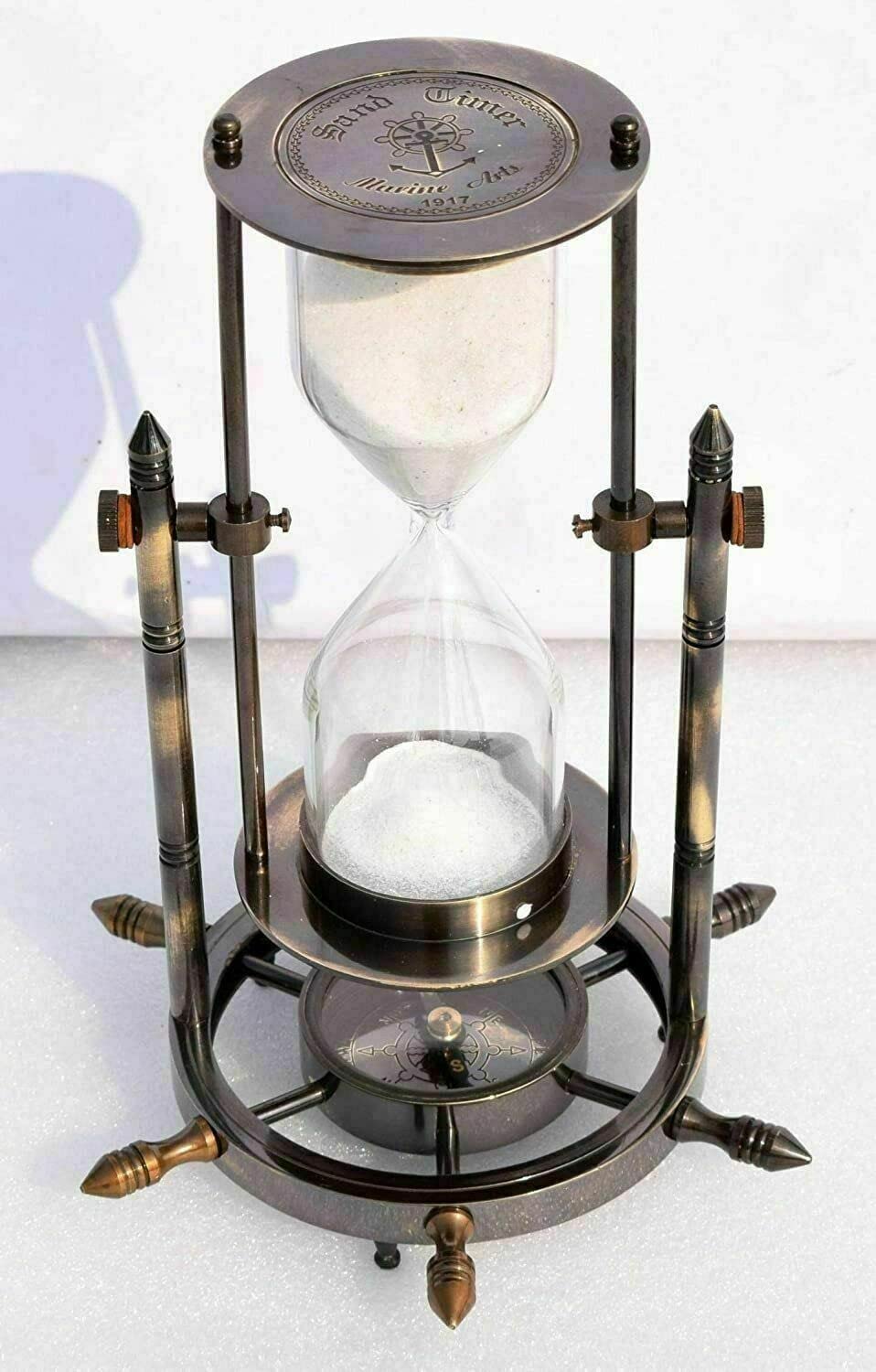 ALFAMART HT 6-Inch Hourglass Timer with Rotating Metal Frame & White Sand - 5 Minute Kitchen Timer for Cooking, Baking, Games & Classroom Activities