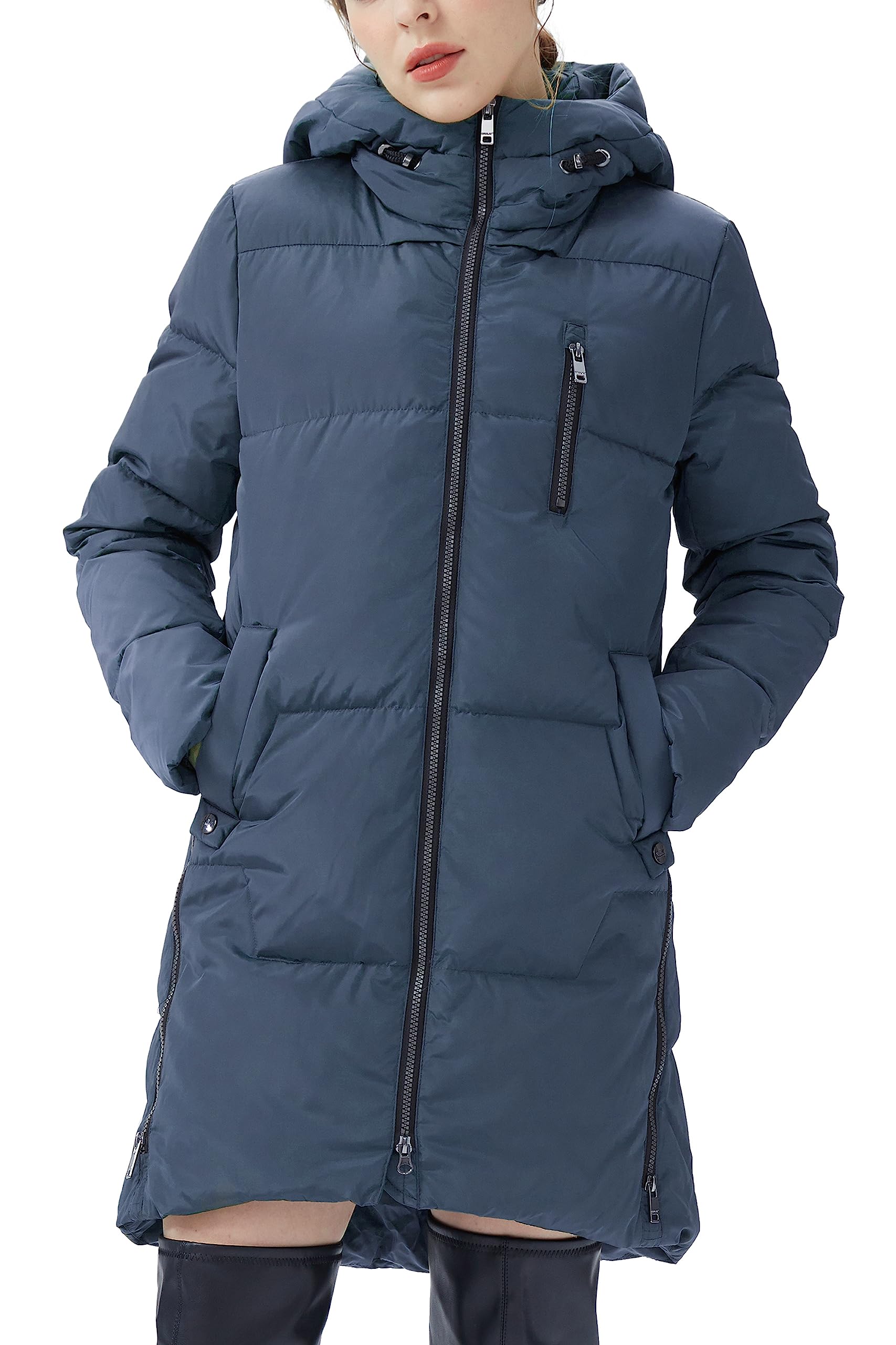 Orolay Women's Down Jacket - Stylish Hooded Winter Coat with Two-Way Zipper, Lightweight Puffer Jacket for Cold Weather | Perfect for Outdoor Activities, Travel & Daily Wear