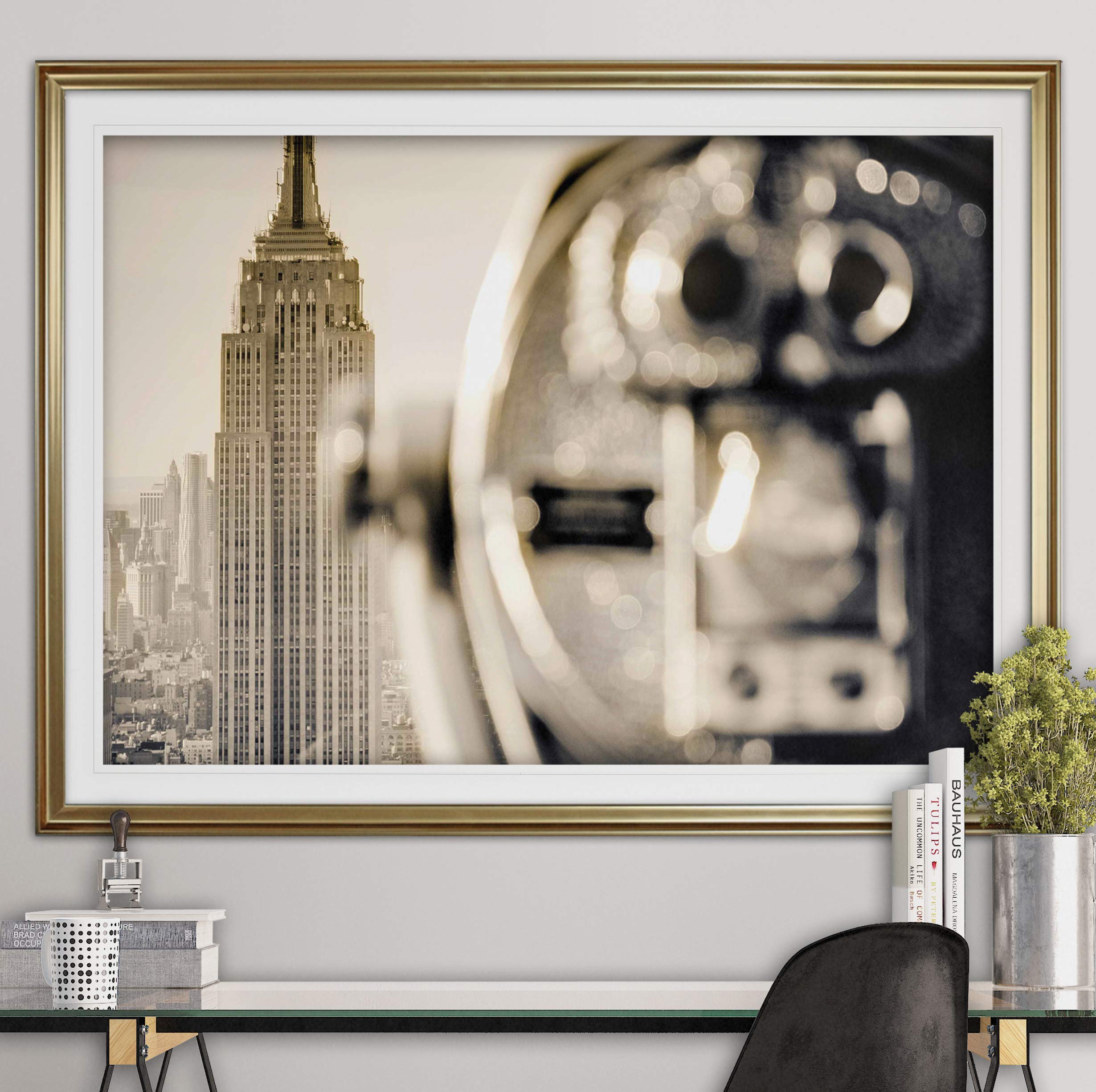 Empire State Building New York Cityscape Art - Framed Landscape Photography Canvas Print - Top of The Rock View - Perfect for Home & Office Wall Decor
