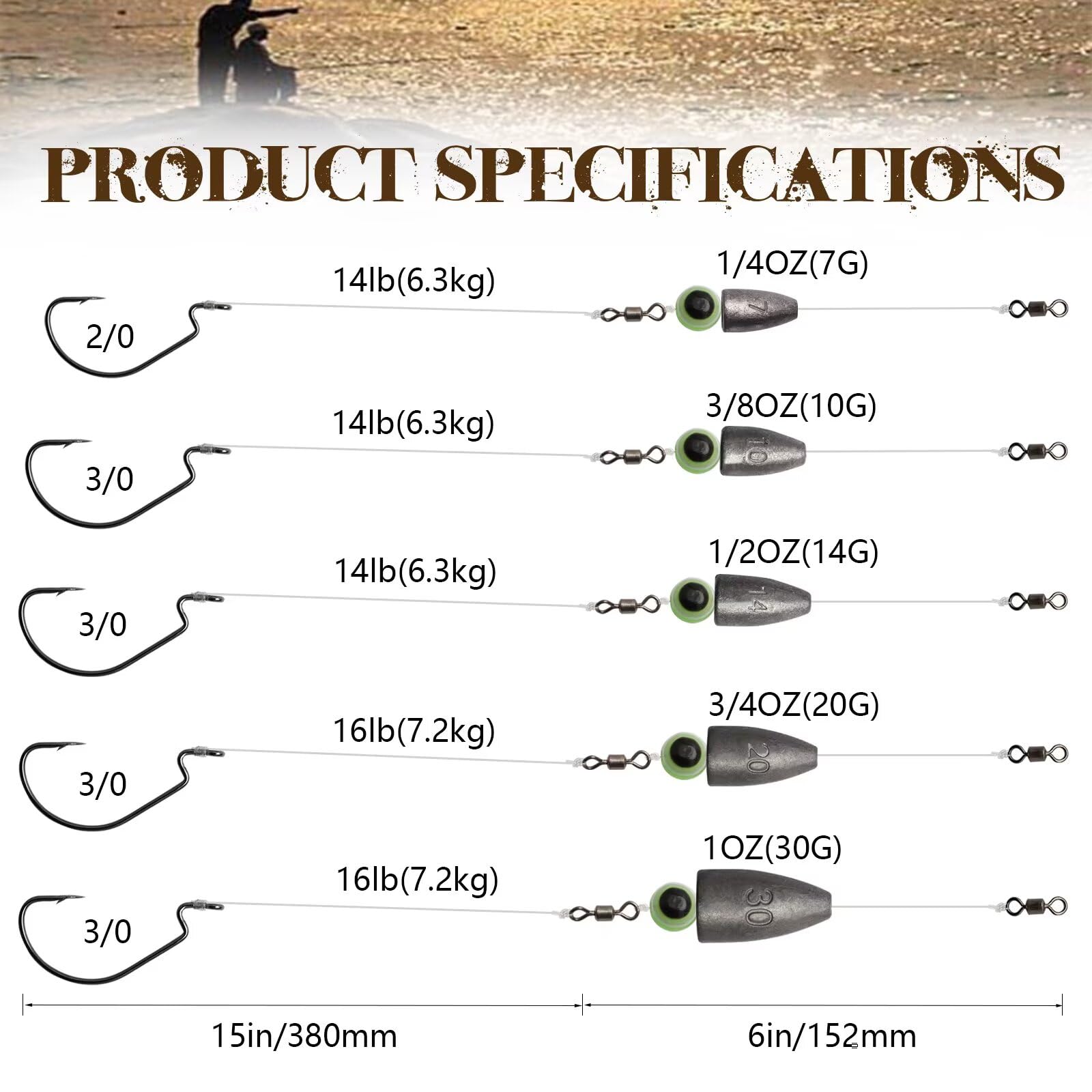 Dovesun 10/5PCS Carolina Rig Kit for Bass Fishing - Pre-Tied Fishing Rigs with Hooks, Swivels, Fluorocarbon Line & Weights - Perfect for Freshwater, Saltwater, Catfish & Bass Fishing Adventures
