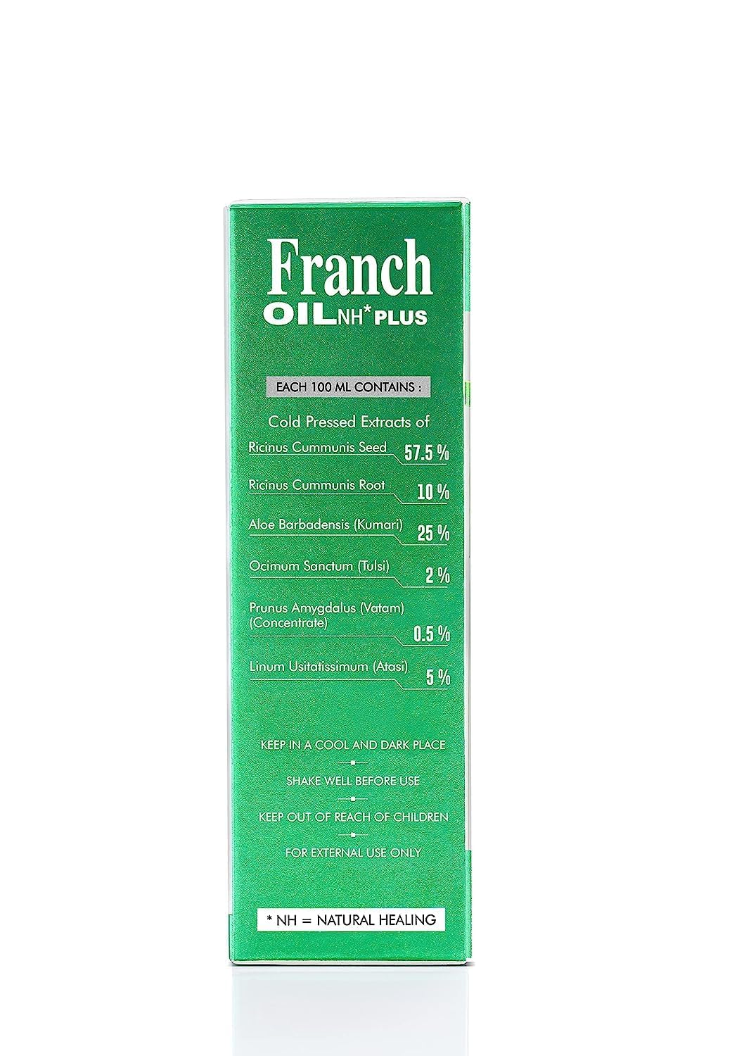 Franch Oil NH* Plus | Multipurpose Healing Oil for Stretch Marks, Small Burns, Scars & Pain Relief - 100ml | Natural Skin Care & Muscle Ache Solution for Daily Use