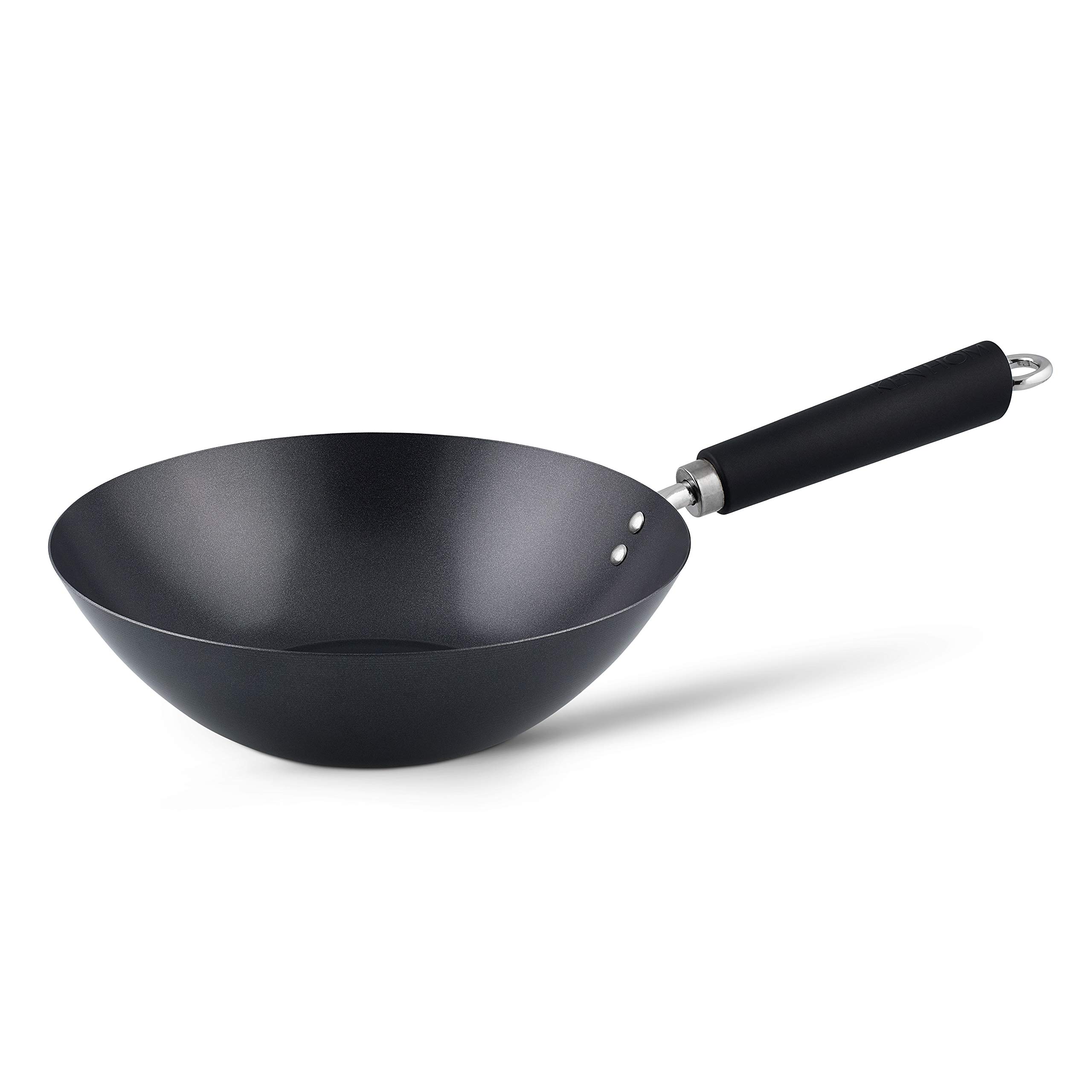 Ken Hom Carbon Steel Non-Stick Wok Pan 27cm - Induction Compatible, Dishwasher Safe, Metal Utensil Friendly - 5-Year Warranty (KH427001) - Perfect for Stir-Frying, Sautéing & Asian Cooking