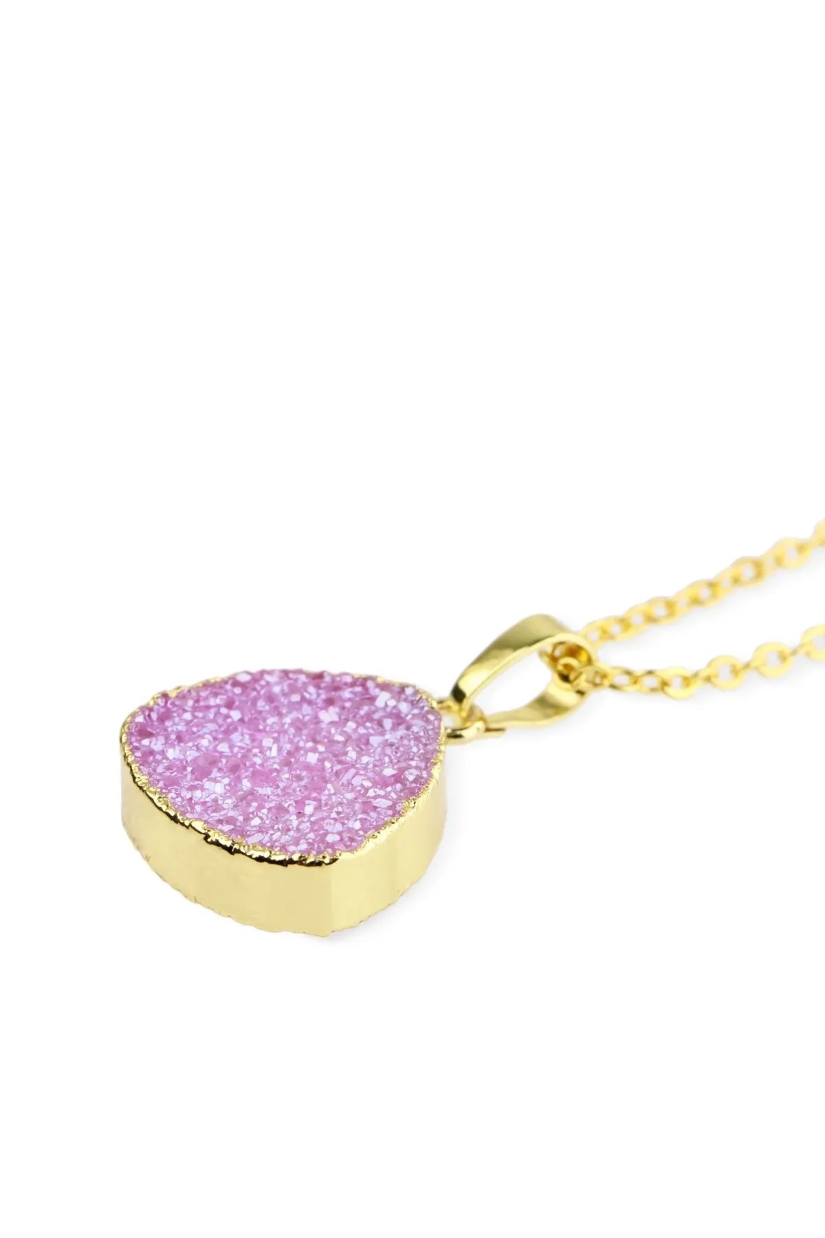 Druzy Triangle Pendant Necklace for Women - Elegant Boho Crystal Jewelry for Everyday Wear & Special Occasions