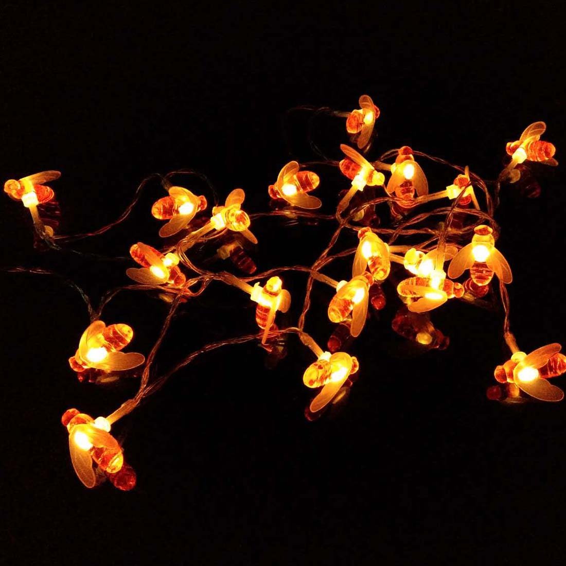 Bee String Lights - 19Ft 40 LED Battery Fairy Lights for Garden, Patio & Lawn Decor