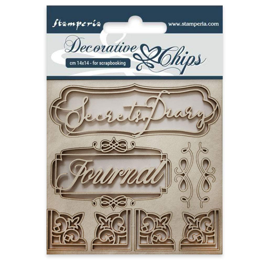 Stamperia Diary Chips - Decorative Scrapbooking Embellishments for Journals, Planners, and DIY Crafts | Perfect for Memory Keeping and Creative Projects