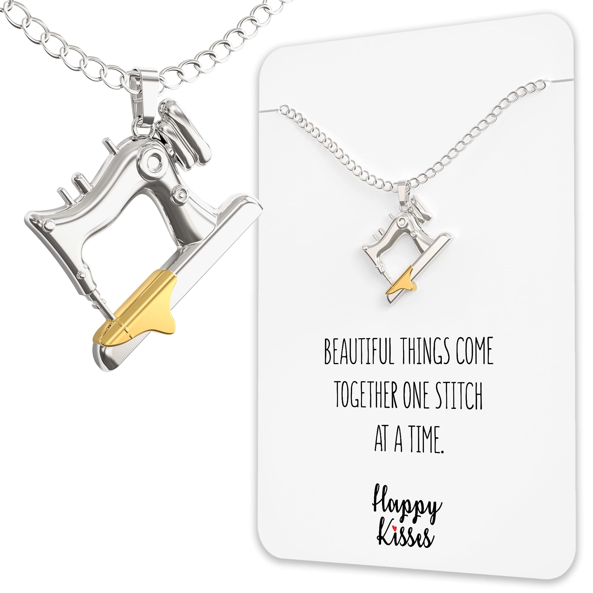 Happy Kisses Sewing Charms Necklace - Perfect Gift for Quilters & Sewers - Crafting Inspiration