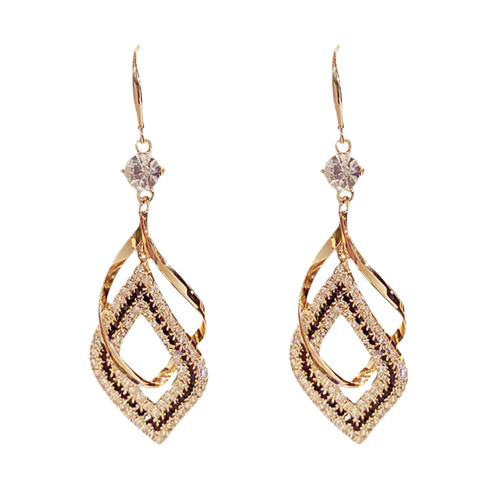 Gold Stud Earrings for Women | Rhinestone Wrap Ear Cuff | Elegant Ear Jewelry for Girls & Women | Perfect for Parties, Weddings & Everyday Wear
