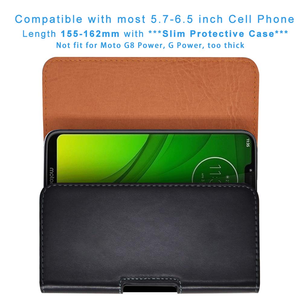 Premium PU Leather Swivel Clip Phone Holster Belt Pouch for Samsung Galaxy S25+/S24 FE/S23 FE/S22+/S21 FE/S20 FE, A54/A53/A35/A15/A25, iPhone 15/14/13 Pro Max & Pixel 8 Pro - Secure Carry Case for Work, Hiking & Outdoor Activities