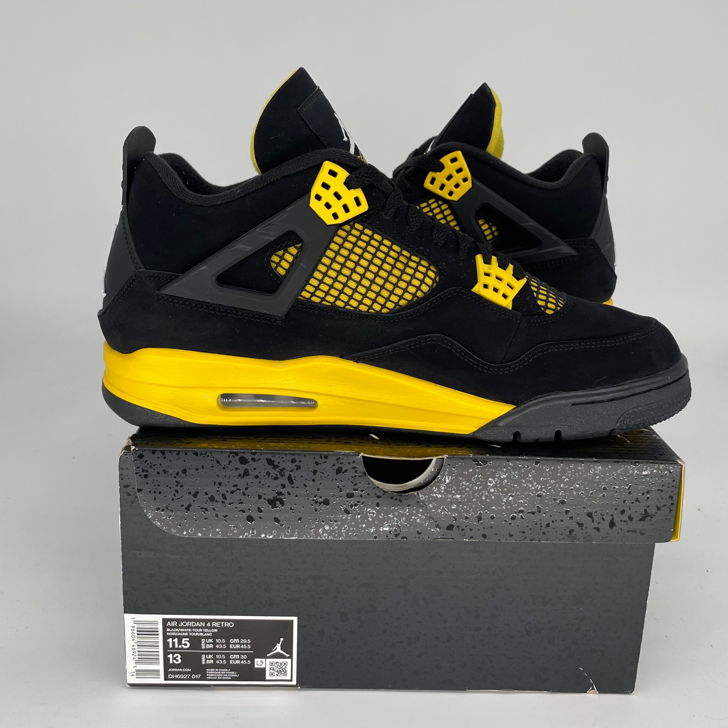 AIR JORDAN 4 THUNDER Retro Sneakers - Men's Size 11.5 (DH6927-017) - Basketball Shoes for Streetwear & Casual Outfits