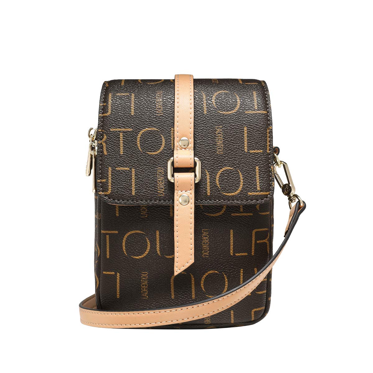 Vegan Leather Crossbody Bags for Women - Monogram Shoulder Purse with Checkered Pattern, Cell Phone Holder (Perfect for Work, Travel & Everyday Use)