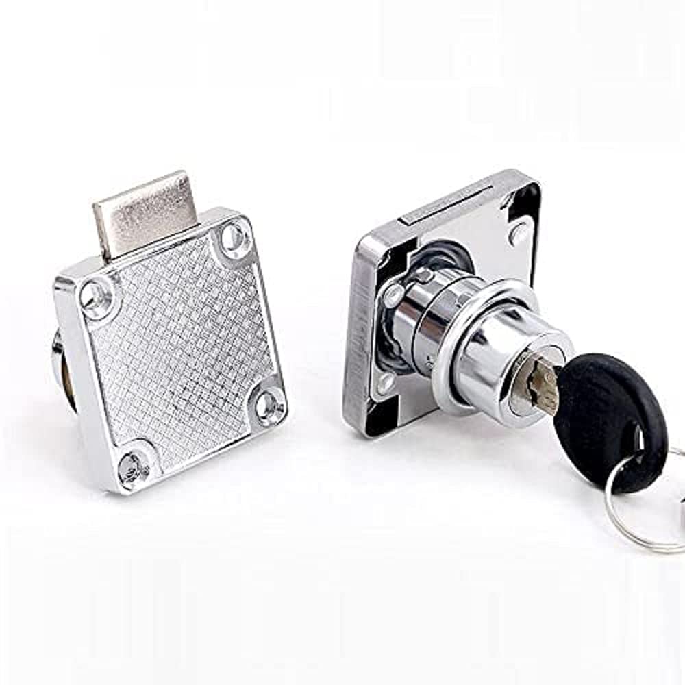 40x40mm Cylinder Cam Drawer Lock - Cold Rolled Steel Cabinet Security Lock with 2 Keys (Stainless Steel Finish) for Furniture, Mailbox, Cupboard & Door | Durable Home & Office Security Solution