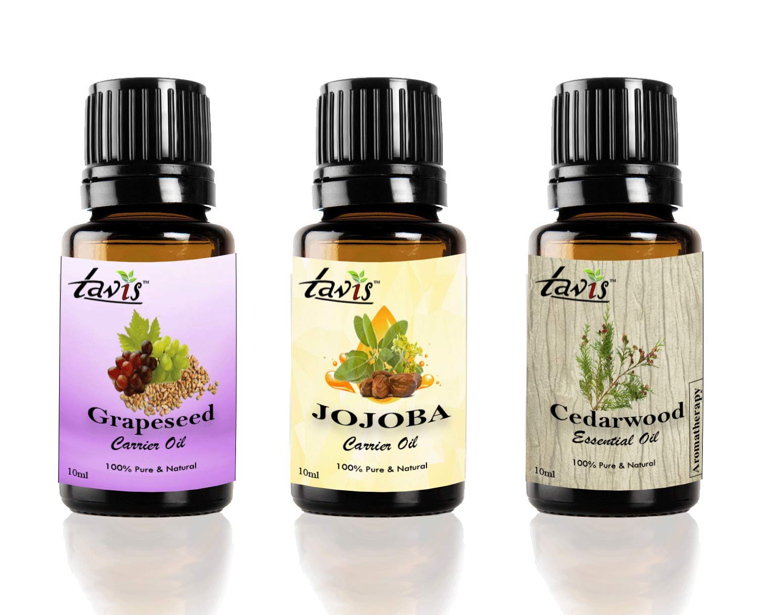 Pure Grapeseed Oil, Jojoba Oil & Cedarwood Oil Set - Natural Skin & Hair Care for Moisturizing, Massage & Aromatherapy | Perfect for DIY Beauty, Relaxation & Essential Oil Blending