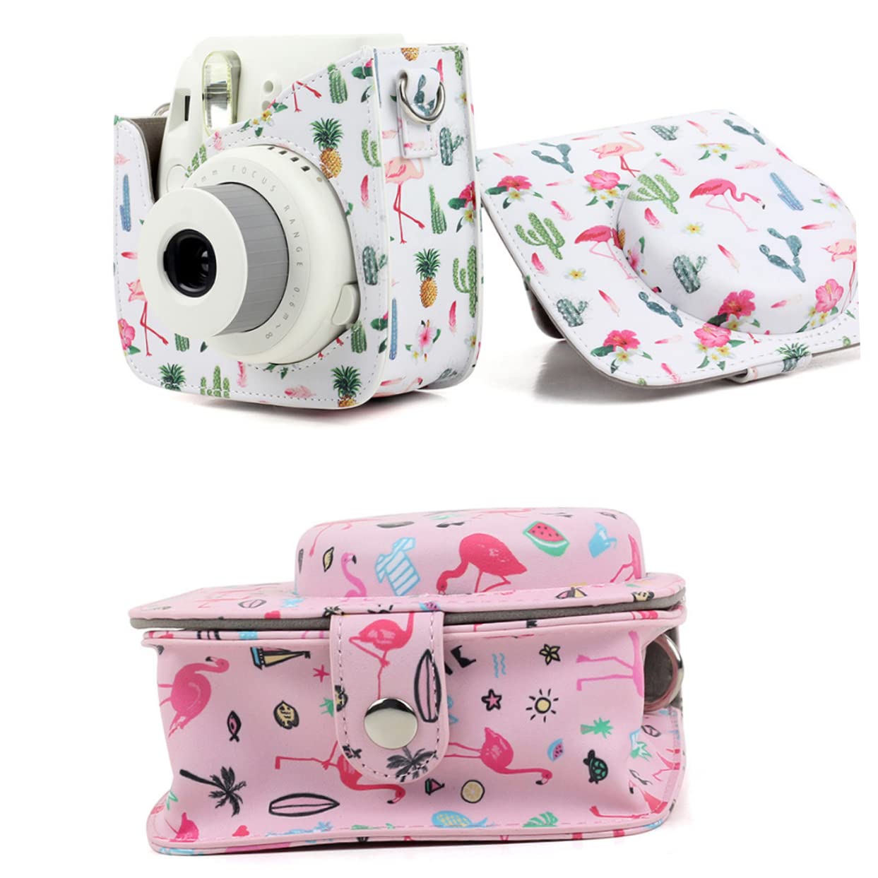 2-Pack Cute Adorable Pattern Instant Camera Case for Fujifilm Instax Mini 9 - Durable Protective Camera Bag for Travel, Parties & Everyday Use