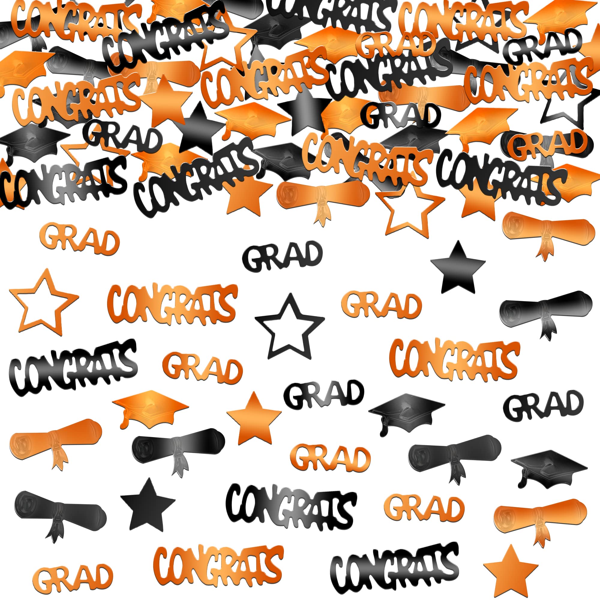 KatchOn 2025 Graduation Confetti - 1000 Pack Orange & Black | Class of 2025 Graduation Party Decorations, Commencement Celebration Supplies for High School & College Graduates