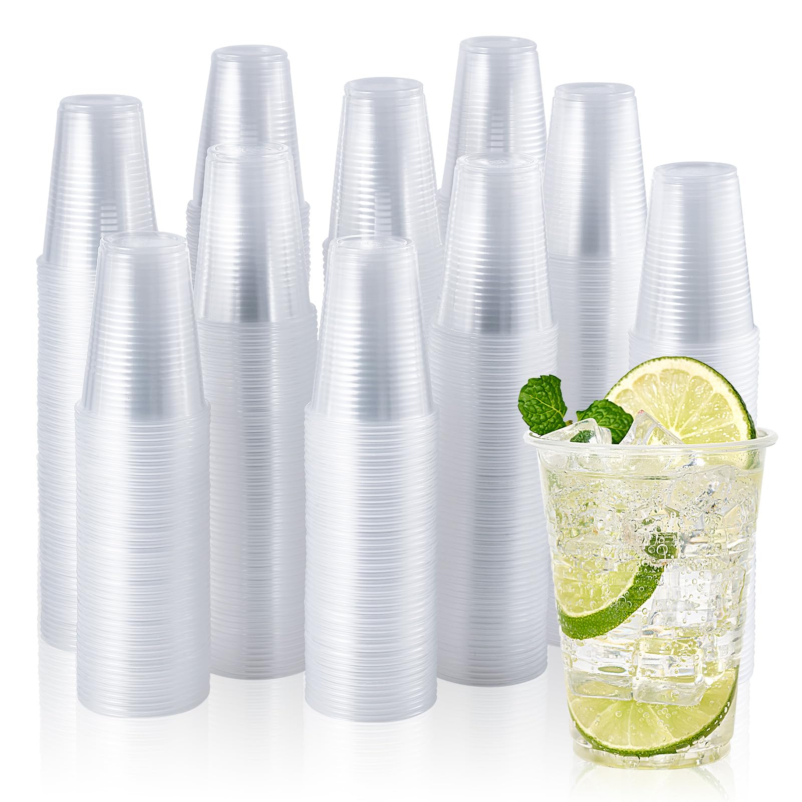 Vplus 2000 Pack 9 oz Clear Plastic Cups - Disposable Cold Drink Cups for Parties, Weddings, Thanksgiving & Christmas - Bulk 9 Ounce Plastic Cups for Beverages, Smoothies, Cocktails & Iced Coffee