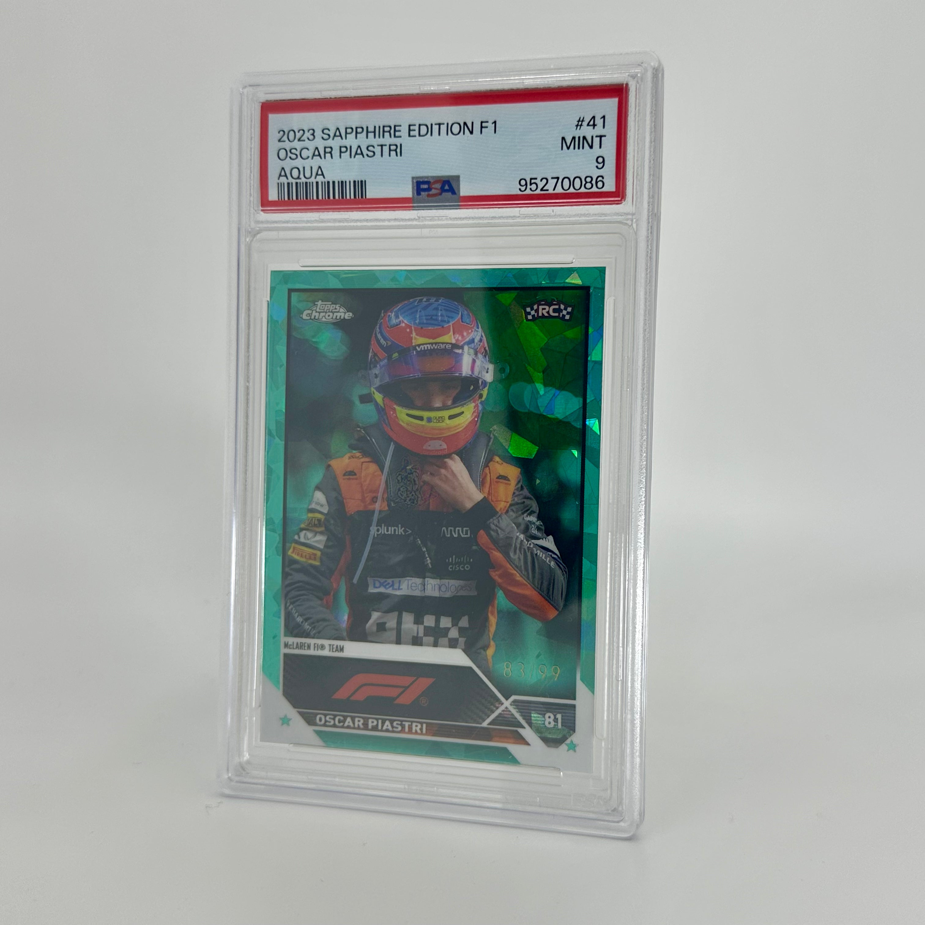 2023 Topps Chrome F1 Oscar Piastri #41 PSA 9 Rookie Card - 83/99 Aqua Sapphire Edition | Collectible Racing Memorabilia for F1 Fans & Sports Card Enthusiasts