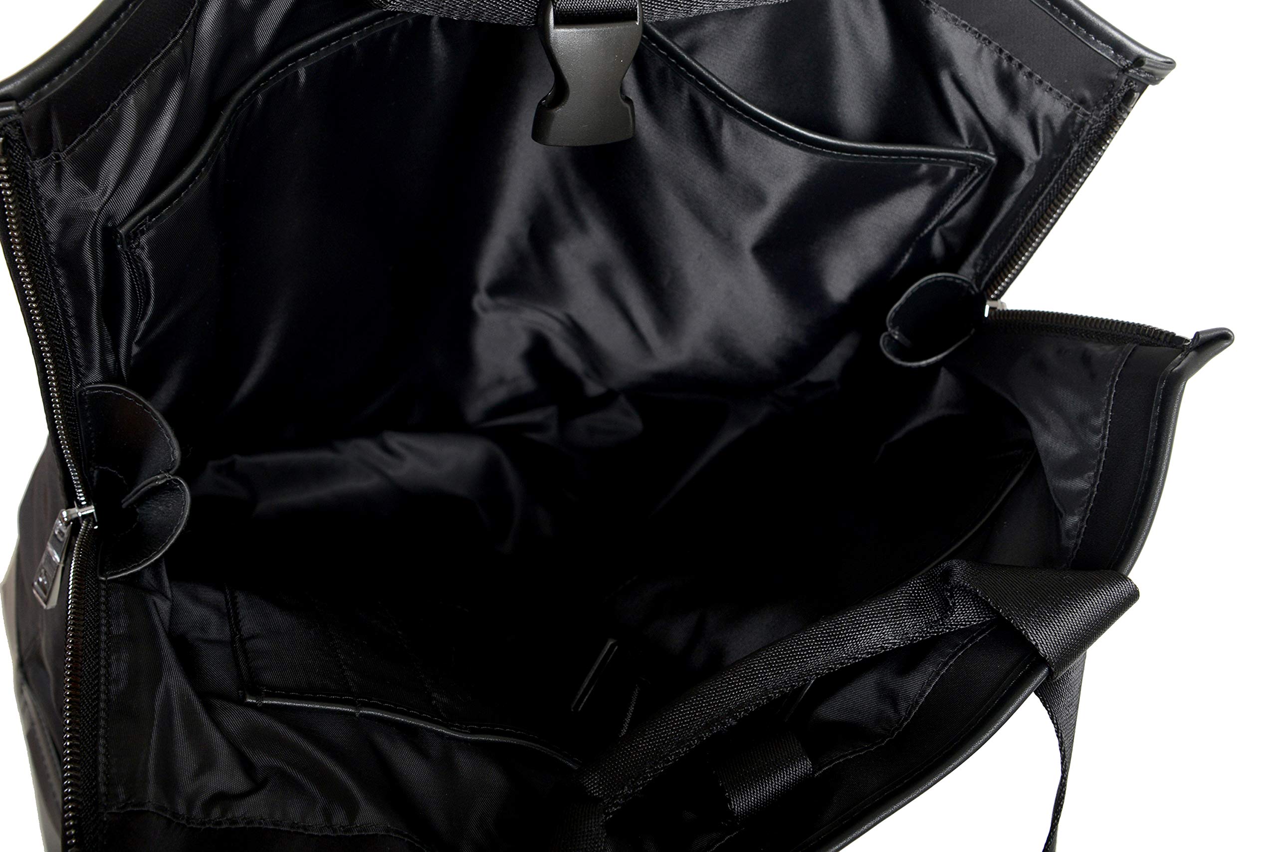Roberto Cavalli Unisex Black Leather Trimmed Shoulder Handbag Tote Bag - Stylish & Durable for Work, Travel & Everyday Use