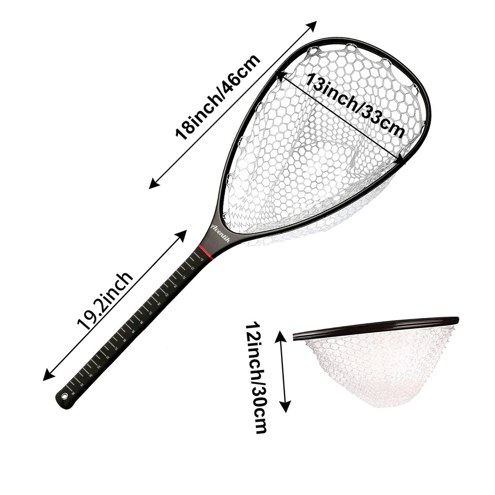 **Aventik Fly Floating Fishing Net - Carbon Fiber Lightweight Trout Landing Net with Clear Rubber Mesh for Catch & Release - Perfect for Fly Fishing, Stream & River Fishing**