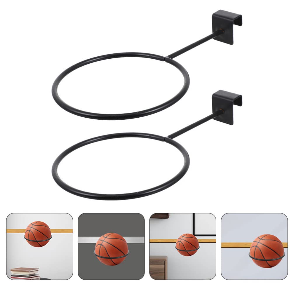 2pcs Metal Ball Rack - Wall Mount Basketball & Volleyball Holder for Sports & Fitness