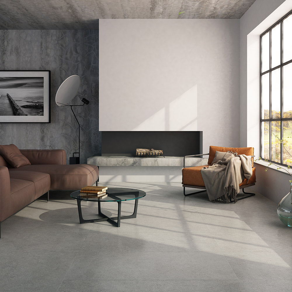 Audino Grey 600x1200mm Matte Porcelain Tile - Concrete Look Floor & Wall Tile for Modern Living Rooms, Kitchens & Commercial Spaces