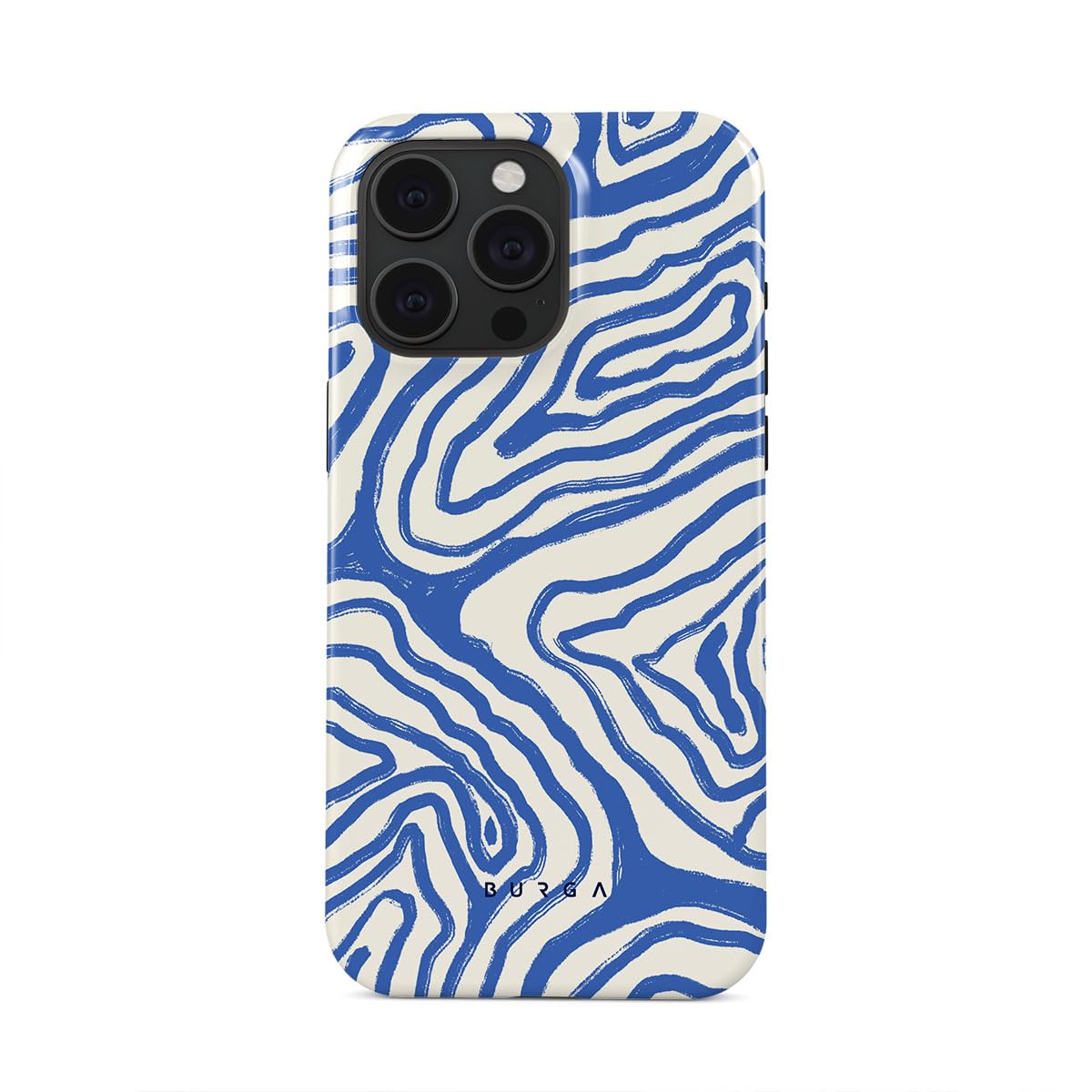 BURGA iPhone 15 Pro Case - Trendy Aesthetic Hard Shell Phone Cover with Blue Ocean Waves Design | Protective Case for Apple iPhone 15 Pro | Perfect for Women & Men | Great for Everyday Use, Travel & Outdoor Activities